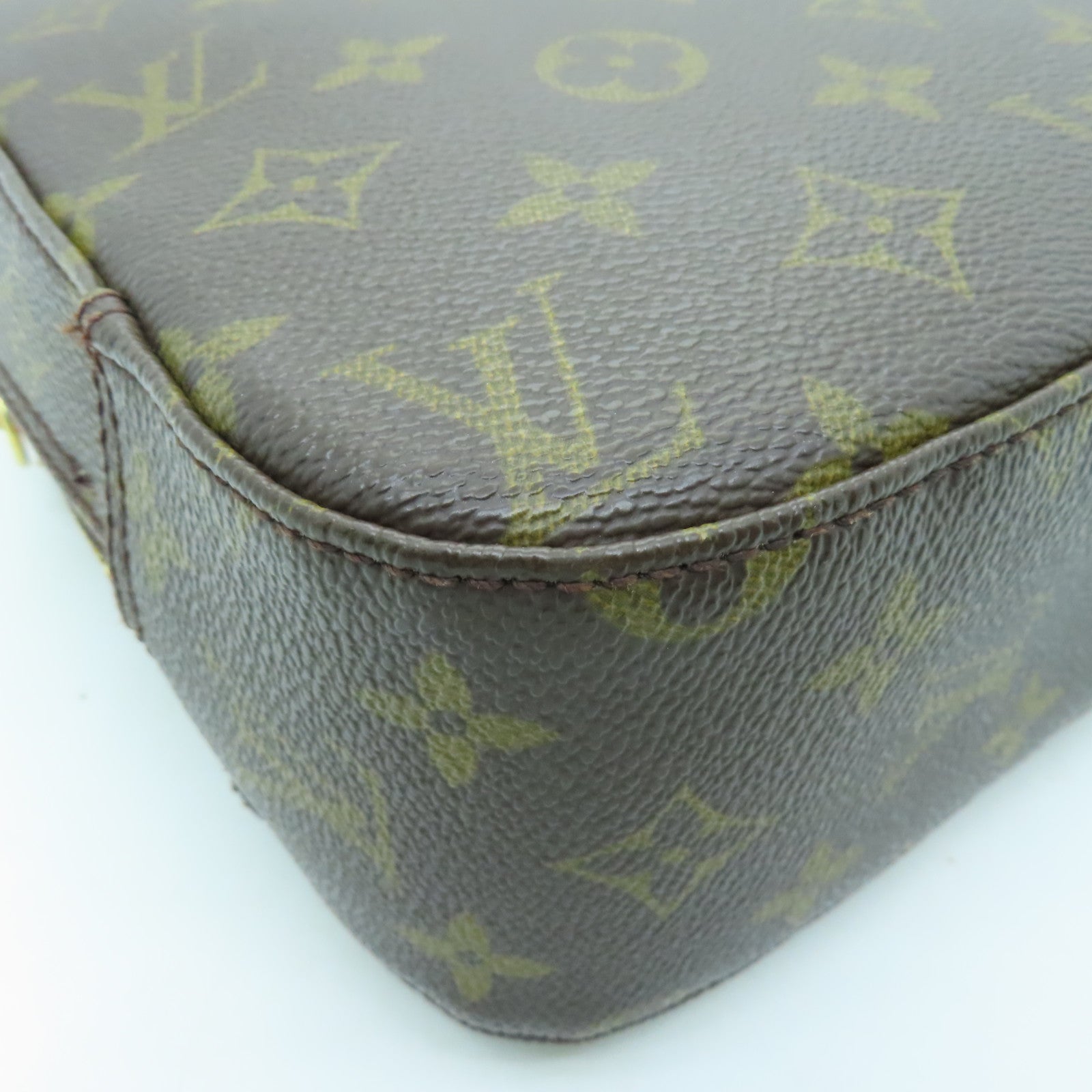 LOUIS VUITTON Monogram Spontini Gold Buckle Handle Bag Brown