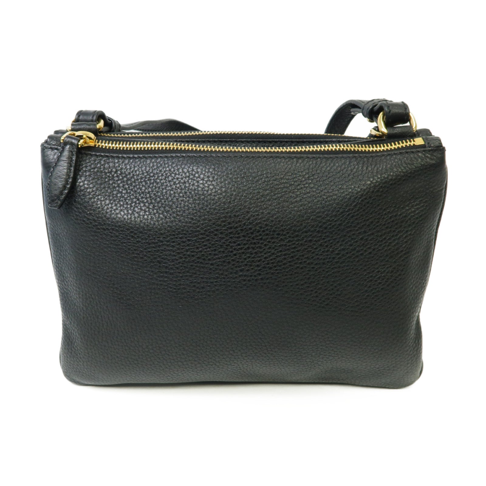 PRADA 牛皮皮革Shoulder Bag銀扣肩背袋黒色