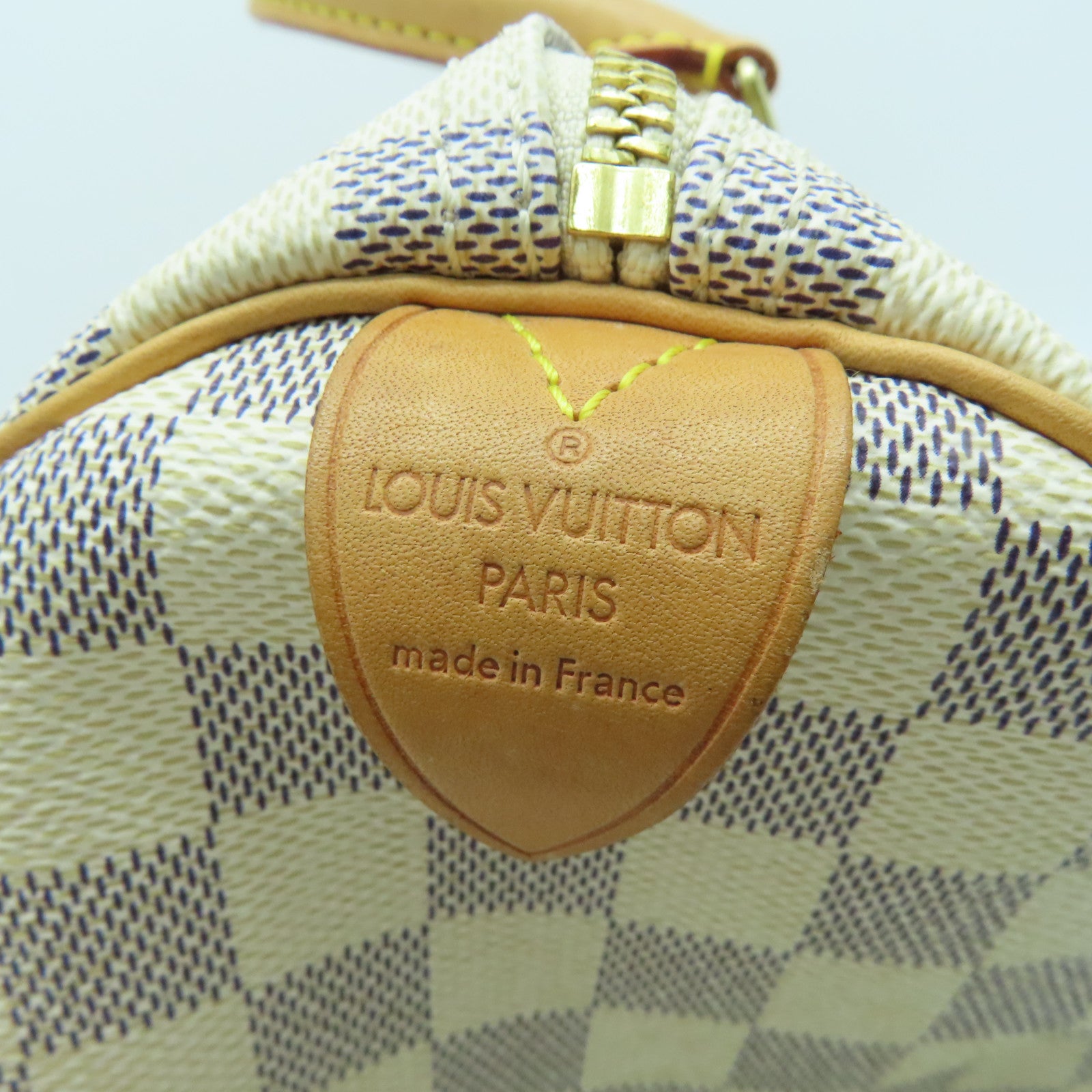 LOUIS VUITTON Damier Azur Speedy 30金扣手挽袋米白色
