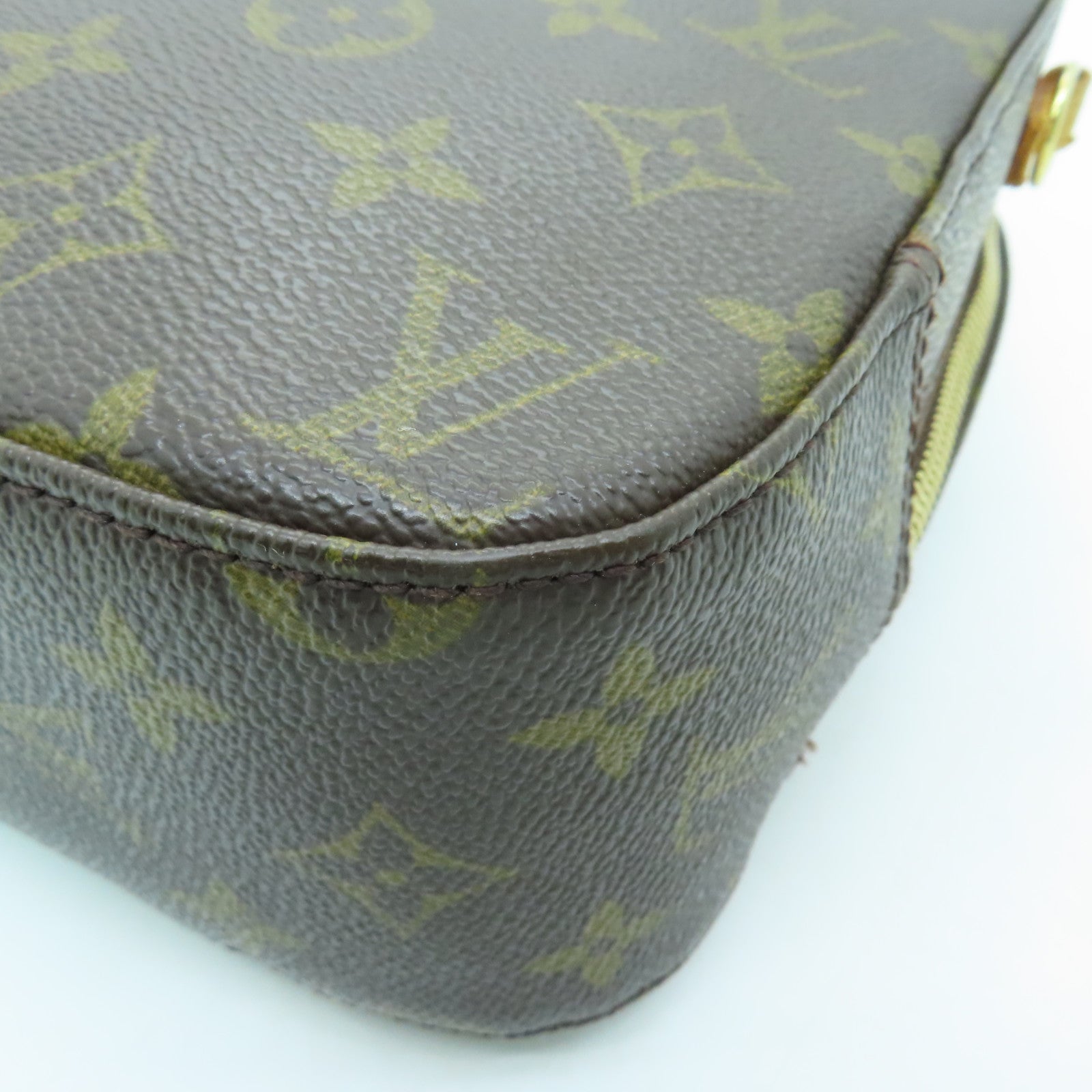 LOUIS VUITTON Monogram Spontini Gold Buckle Handle Bag Brown