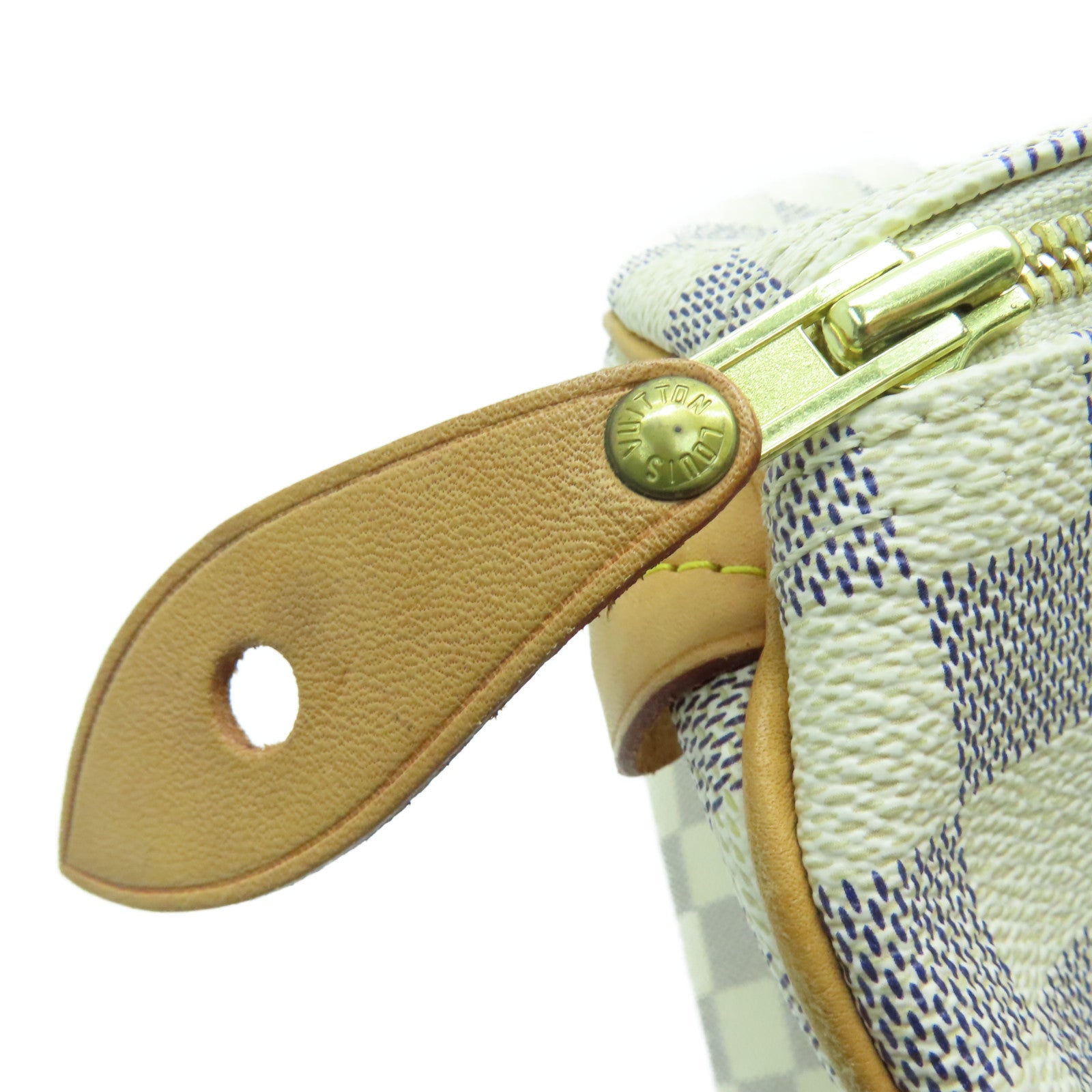 LOUIS VUITTON Damier Azur Speedy 30金扣手挽袋米白色