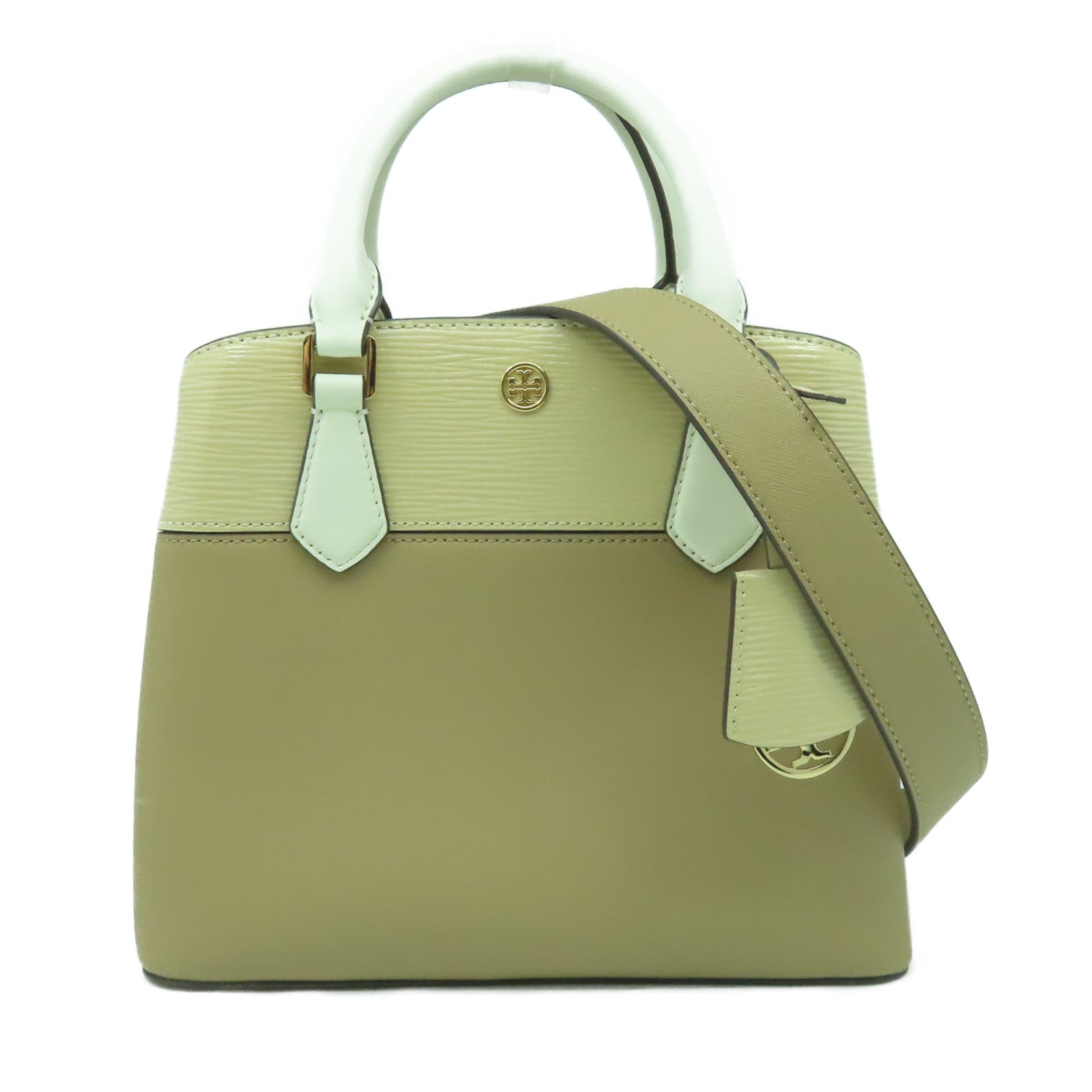 Tory Burch 牛皮皮革2 Way Shoulder Bag金扣手挽肩背兩用袋米色