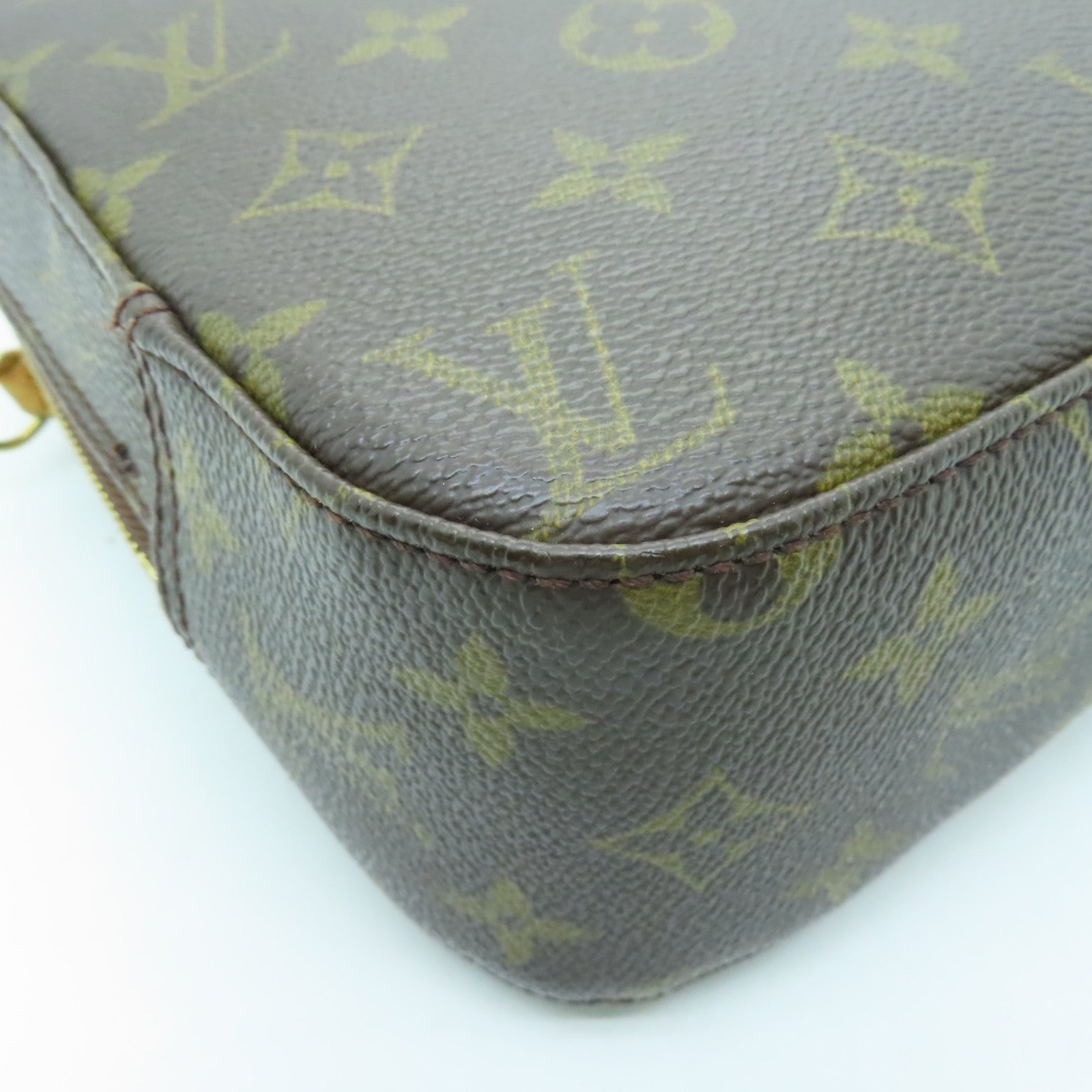 LOUIS VUITTON Monogram Spontini Gold Buckle Handle Bag Brown