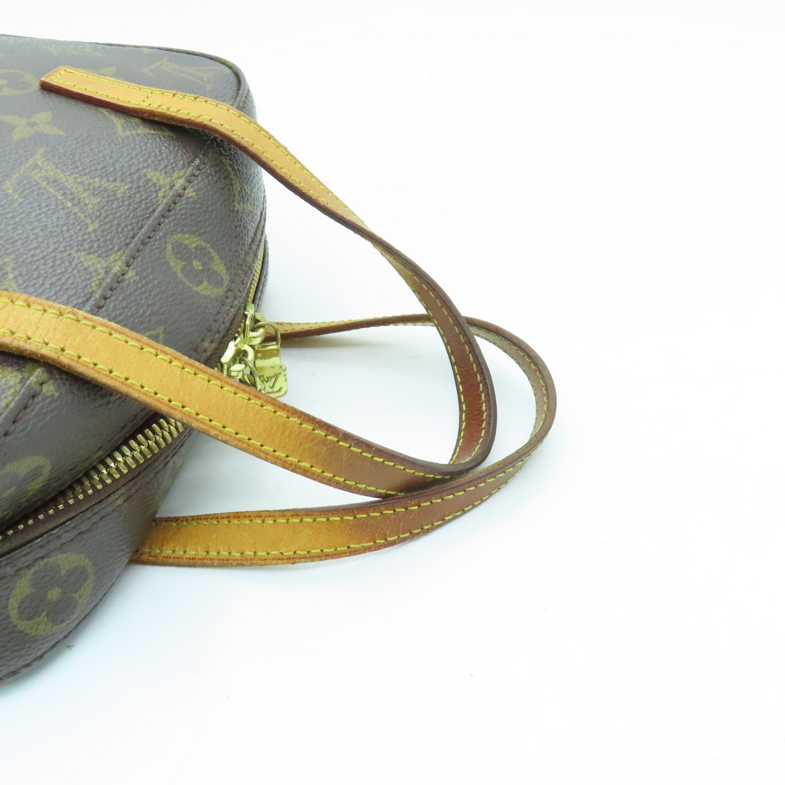 LOUIS VUITTON Monogram Spontini Gold Buckle Handle Bag Brown