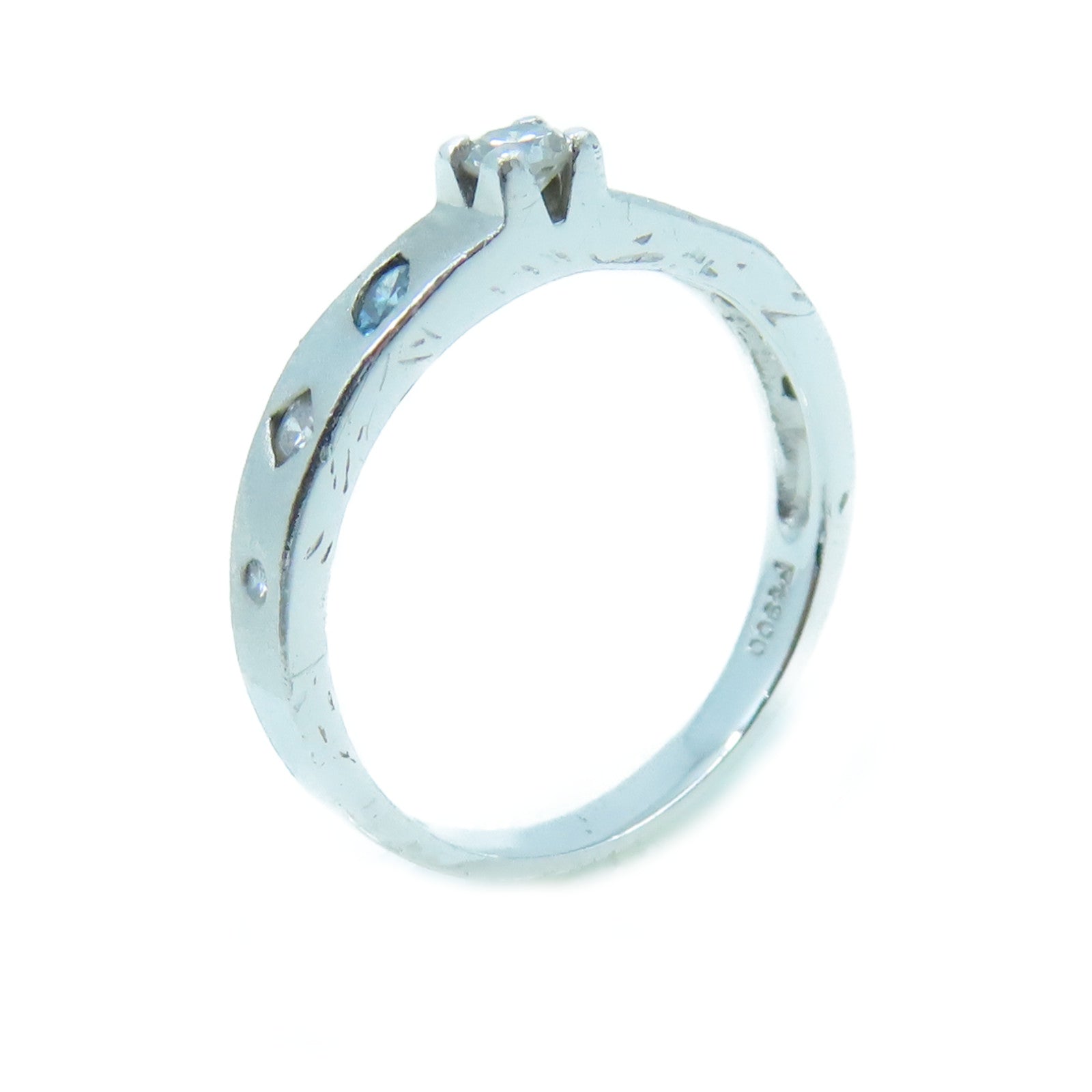 JEWELRY 900 Platinum Ring 0.11ct/0.13ct Diamond Ring US#6