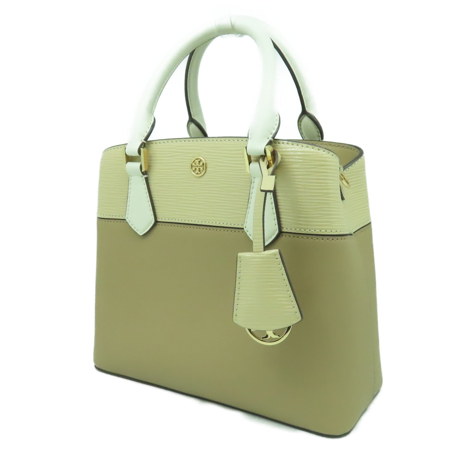 Tory Burch 牛皮皮革2 Way Shoulder Bag金扣手挽肩背兩用袋米色