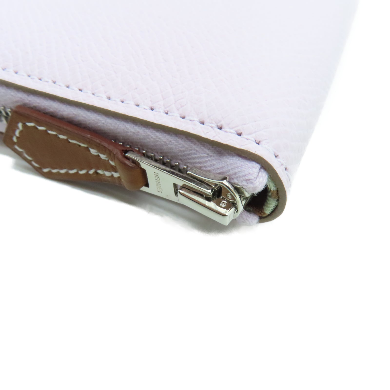 HERMES Veau Epsom皮革Silk'in Compact银扣钱包锦葵紫色