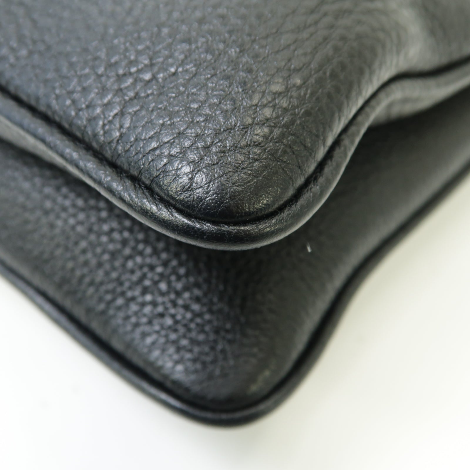 PRADA 牛皮皮革Shoulder Bag銀扣肩背袋黒色