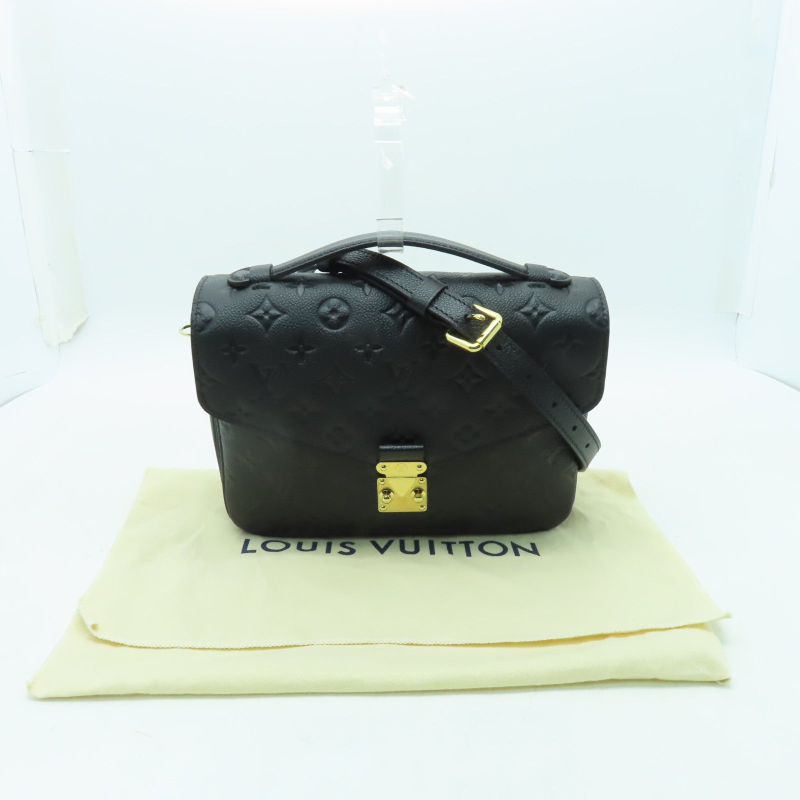 LOUIS VUITTON Monogram Empreinte Pochette Metis金扣手挽肩背兩用袋黑色