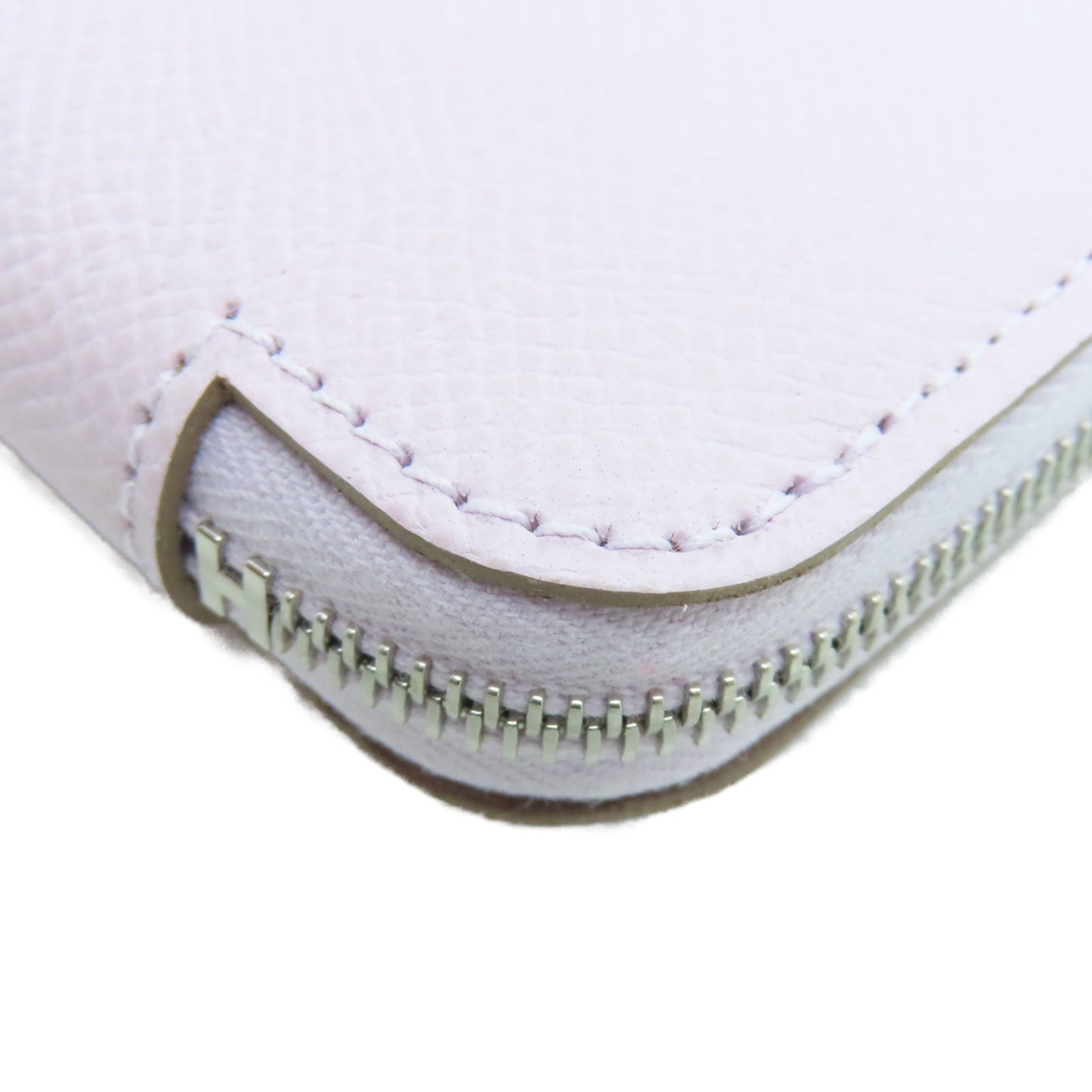HERMES Veau Epsom皮革Silk'in Compact银扣钱包锦葵紫色