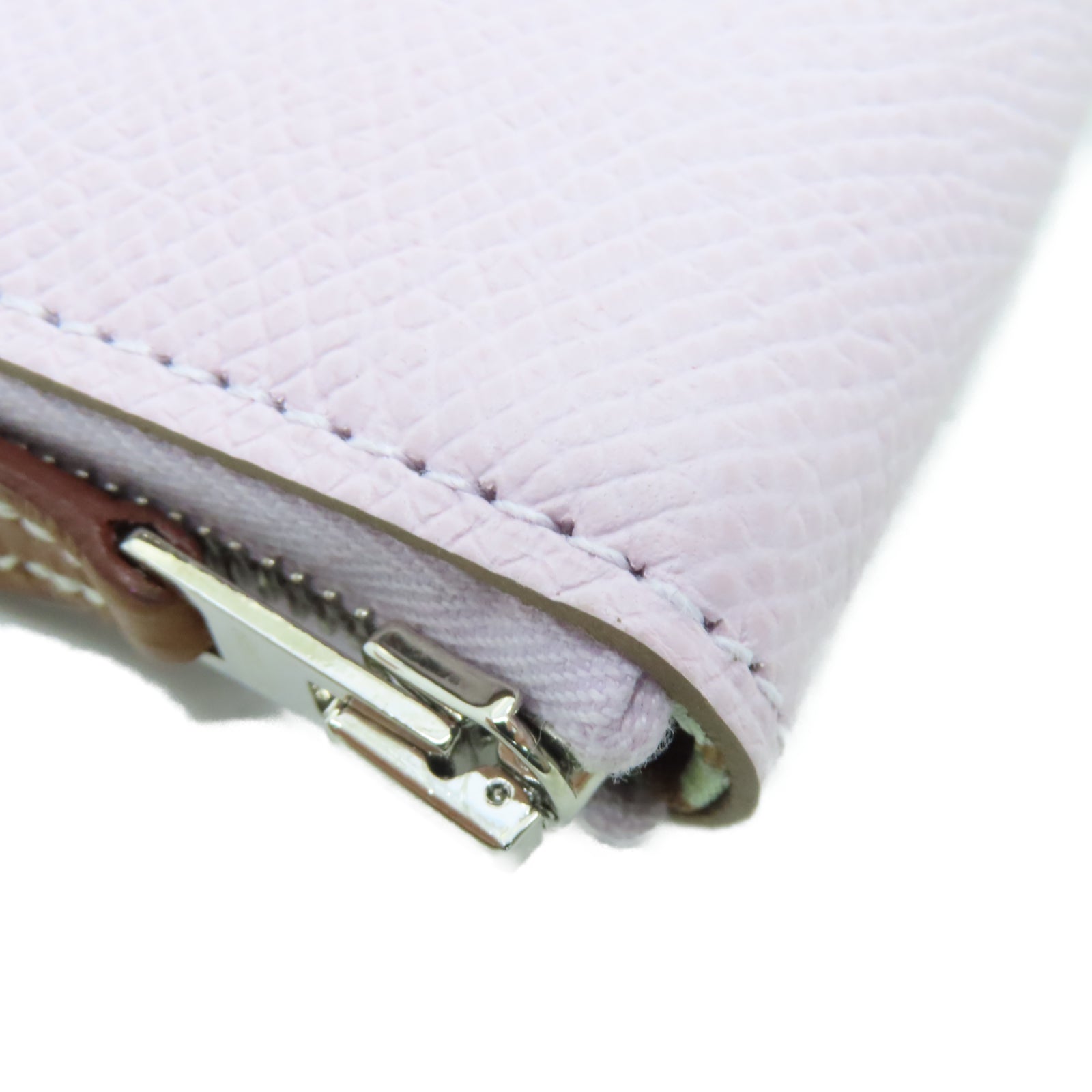 HERMES Veau Epsom皮革Silk'in Compact银扣钱包锦葵紫色