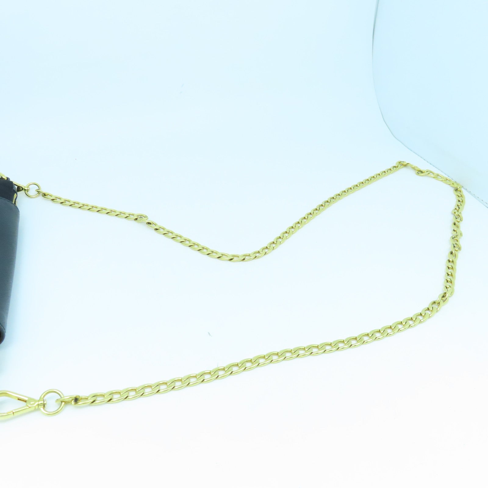 PRADA Nylon/Saffiano Leather Chain Shoulder Gold Buckle Chain Shoulder Bag Black