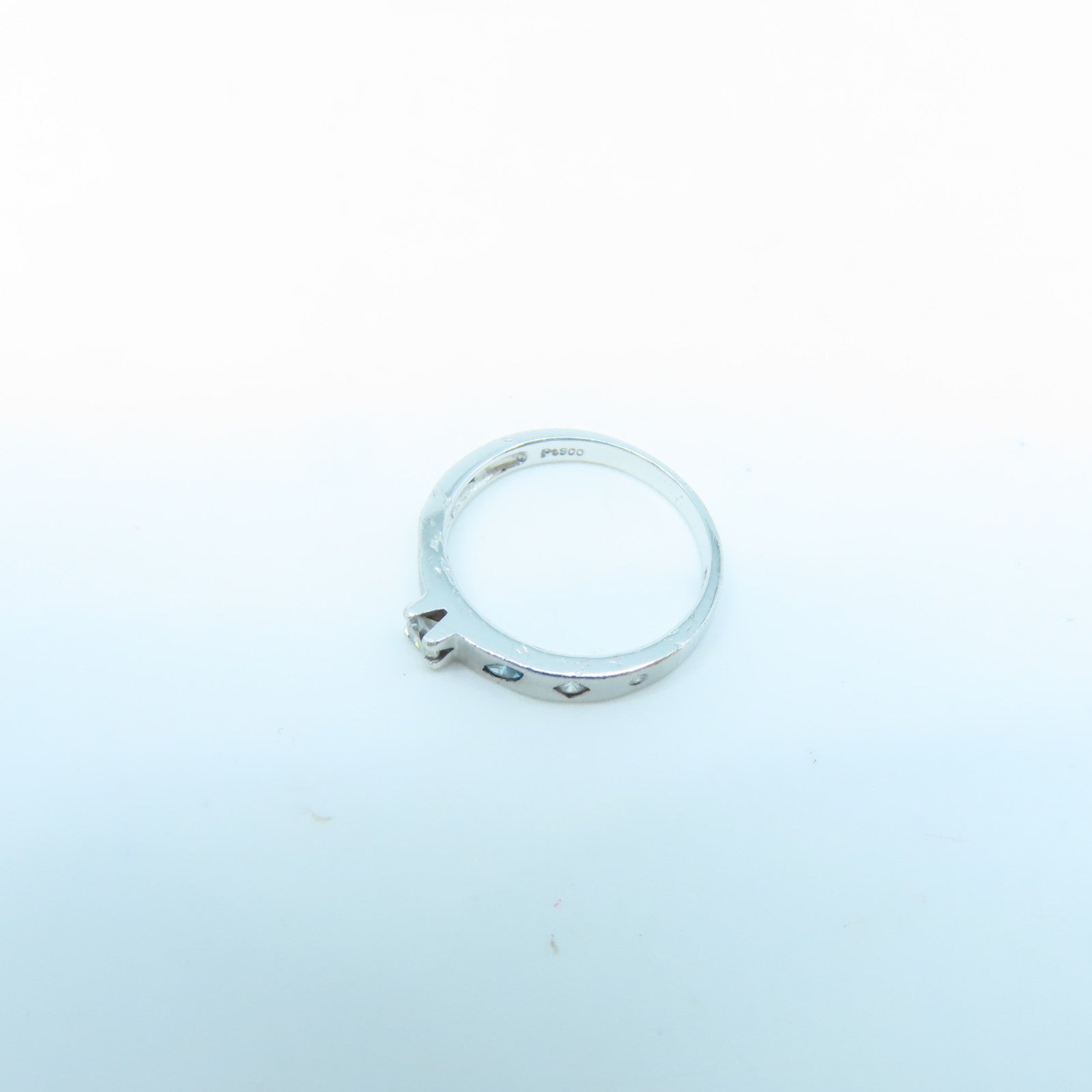 JEWELRY 900 Platinum Ring 0.11ct/0.13ct Diamond Ring US#6