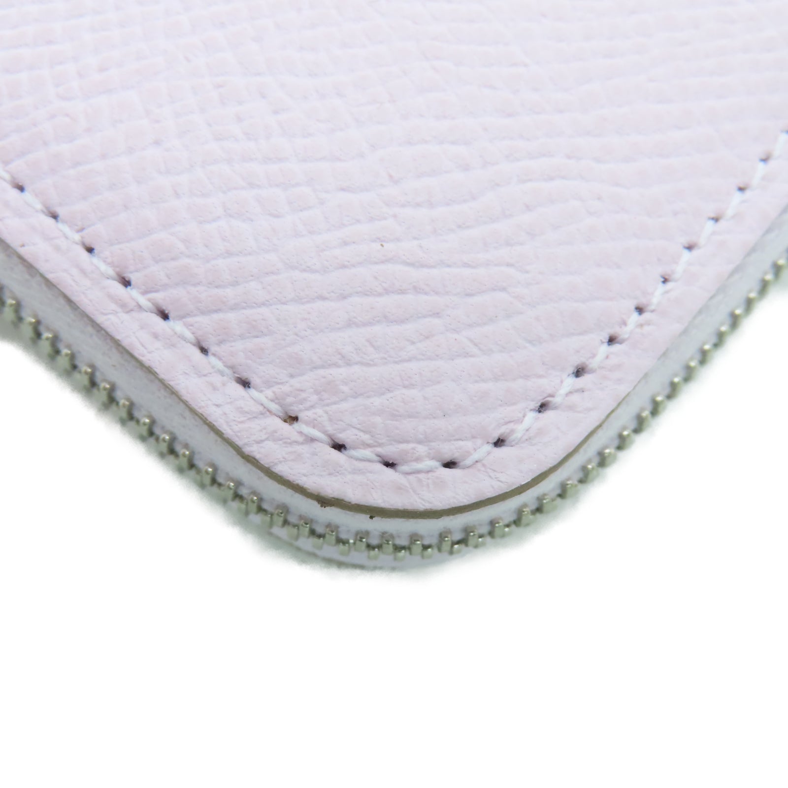 HERMES Veau Epsom皮革Silk'in Compact银扣钱包锦葵紫色
