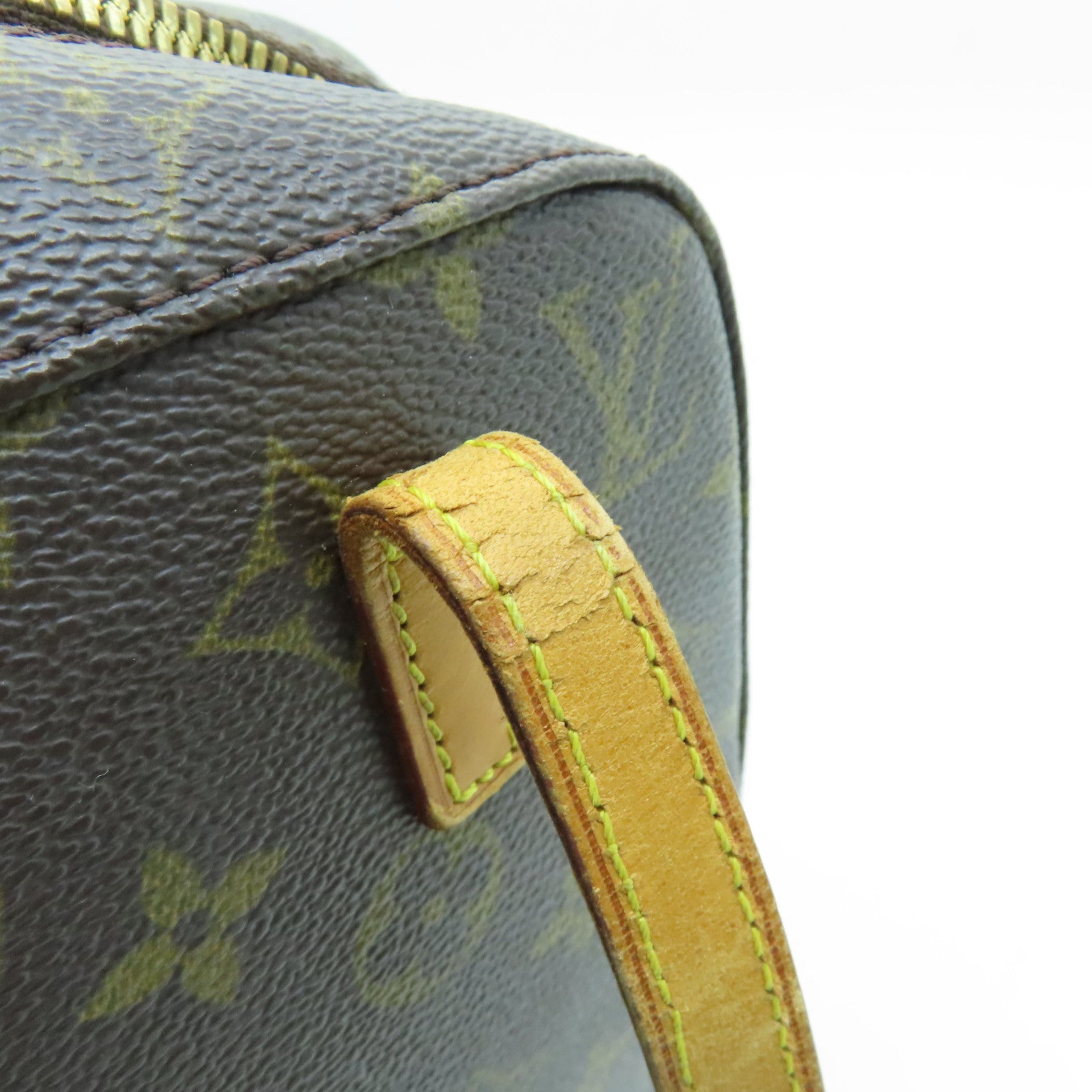LOUIS VUITTON Monogram Spontini Gold Buckle Handle Bag Brown