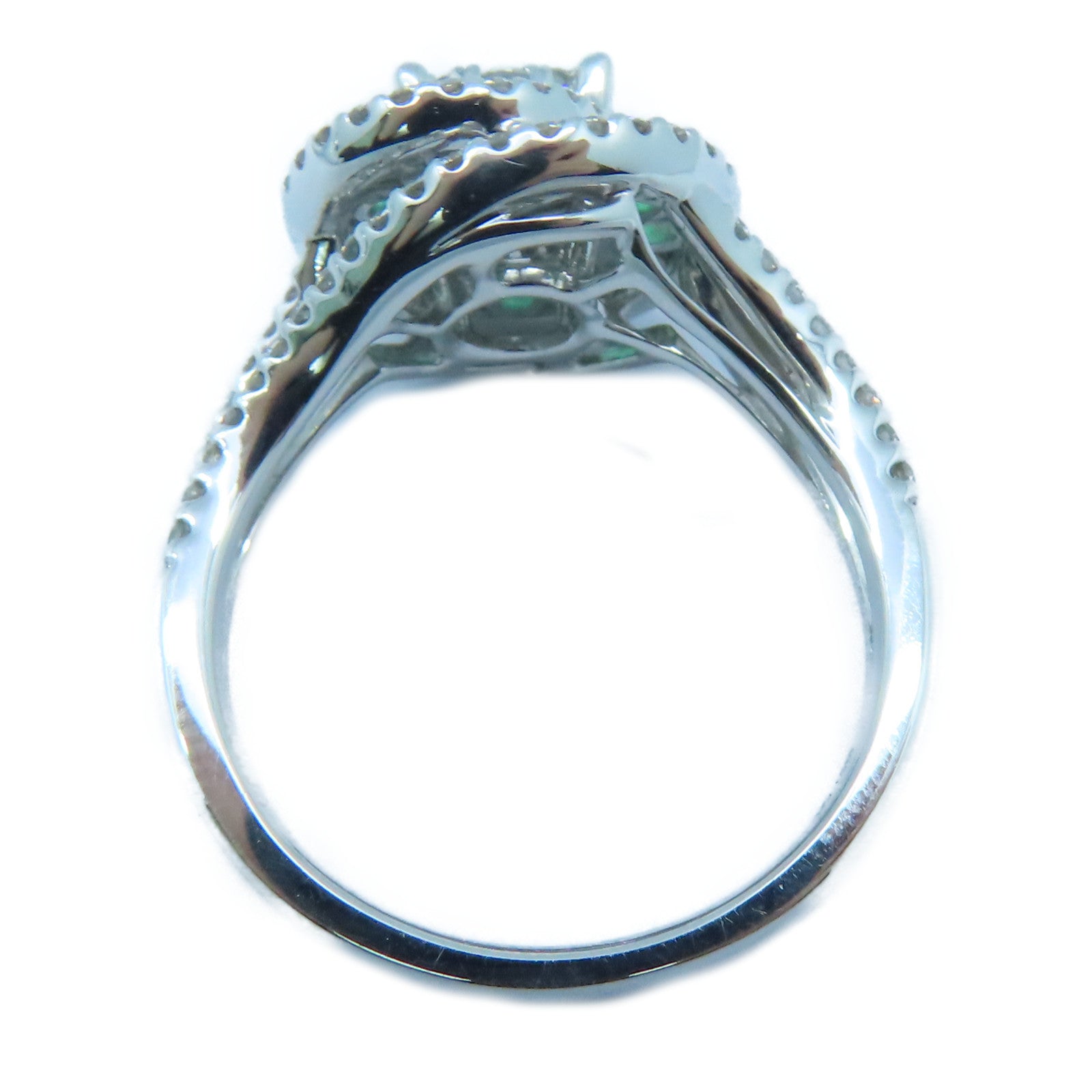 JEWELRY 18K白金Diamond Emerald Ring 0.74ct鑽石/0.35ct綠寶石戒指US#6