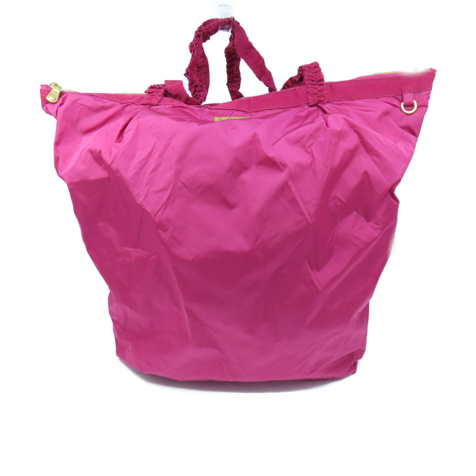 Miu Miu Nylon Shoulder Bag Gold Buckle Red