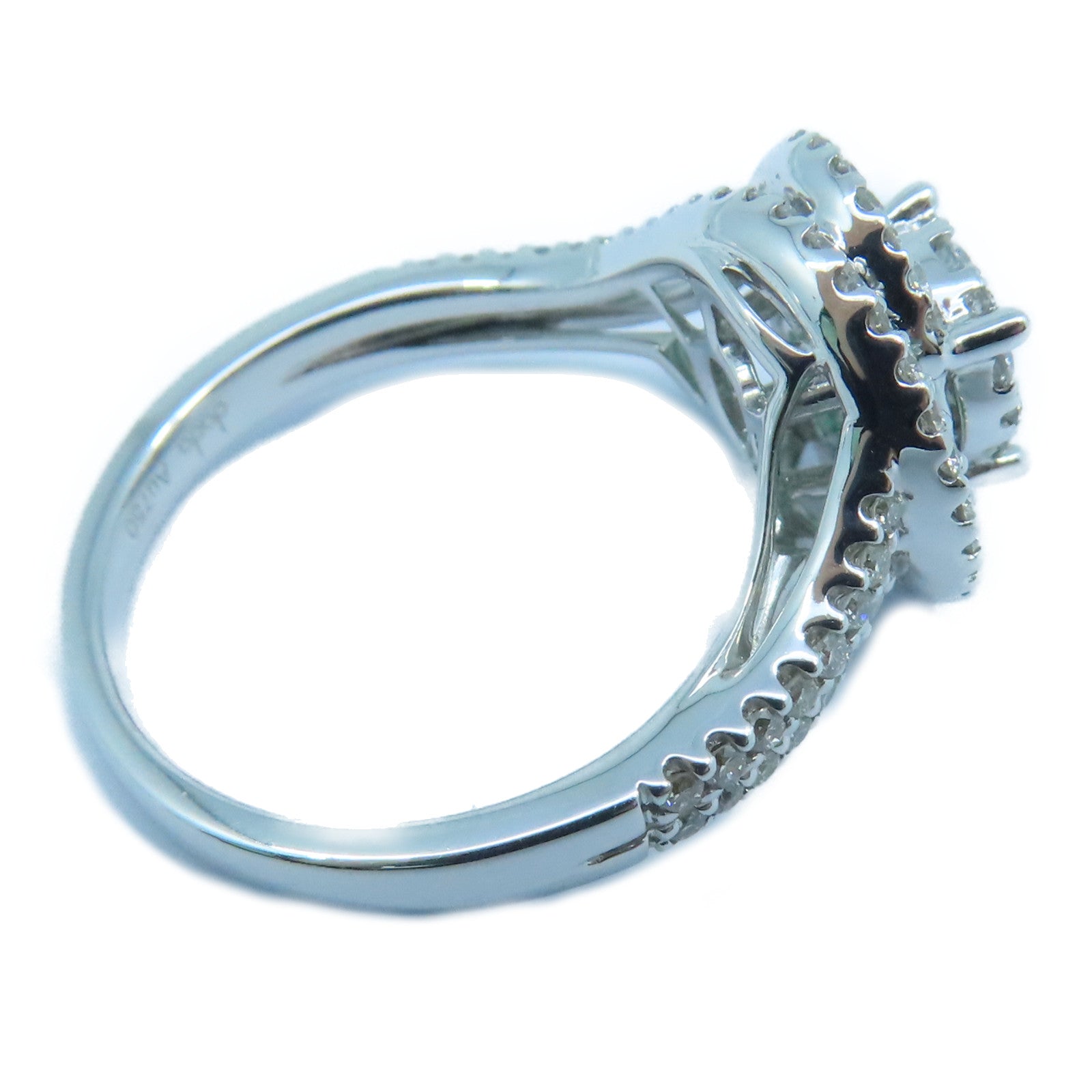 JEWELRY 18K白金Diamond Emerald Ring 0.74ct鑽石/0.35ct綠寶石戒指US#6