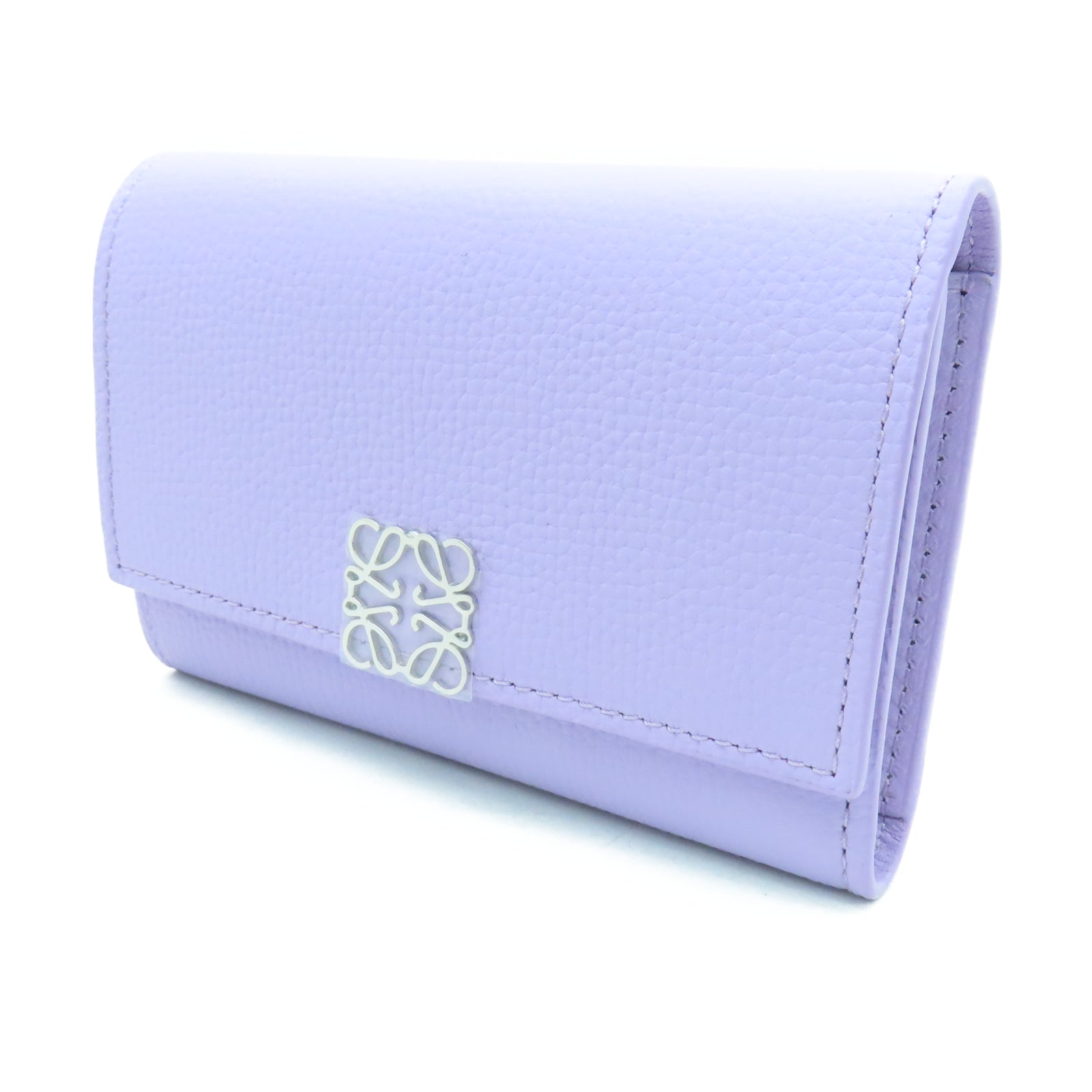 LOEWE 牛皮皮革Angram Vertrial银扣钱包紫色