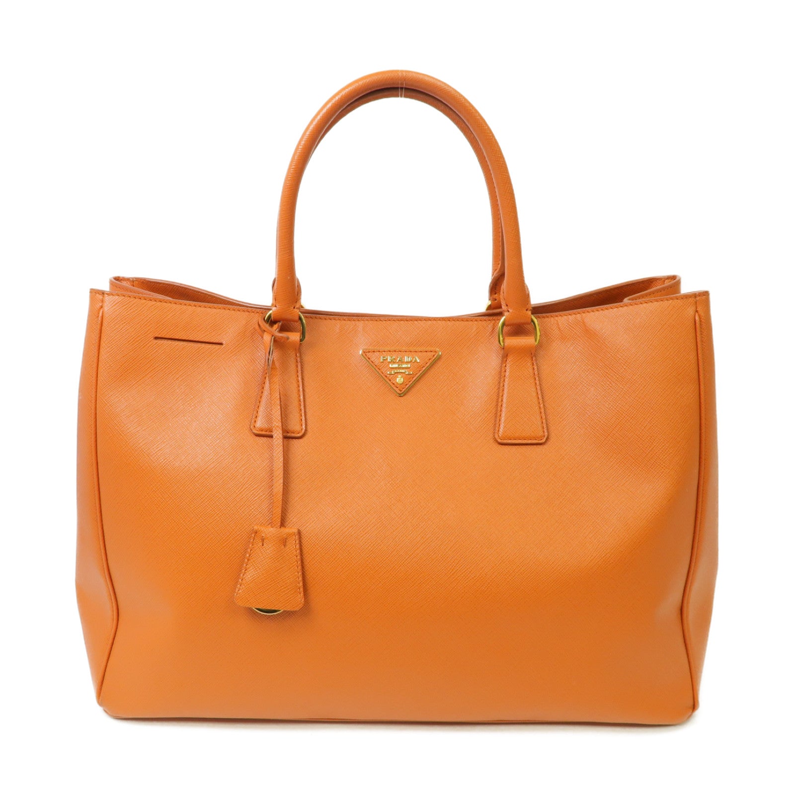 PRADA 牛皮皮革Tote Bag金扣手挽袋橙色