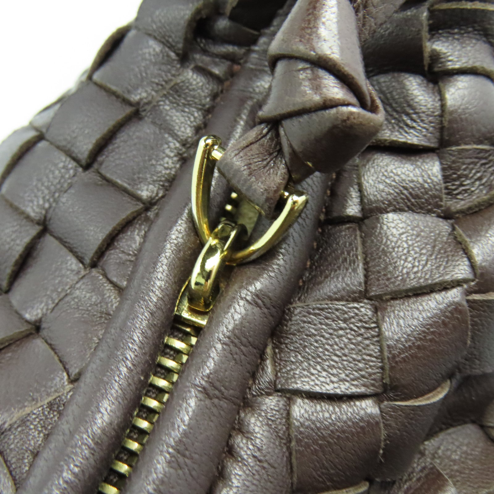 BOTTEGA VENETA 織紋皮革Hand Bag手挽袋啡色