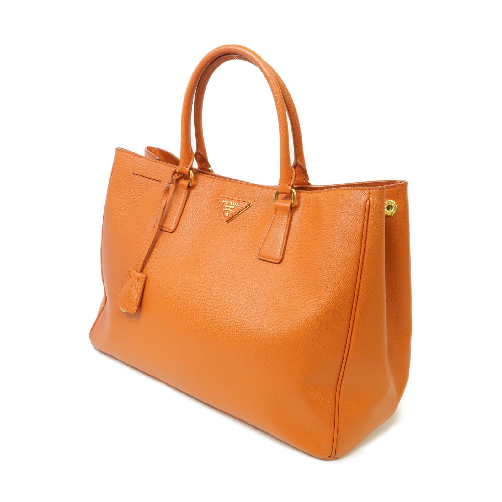 PRADA 牛皮皮革Tote Bag金扣手挽袋橙色
