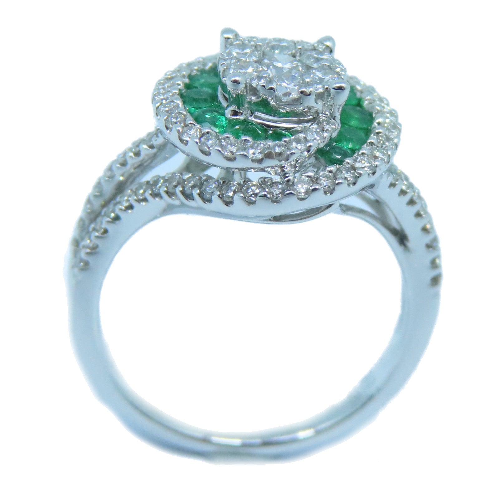 JEWELRY 18K白金Diamond Emerald Ring 0.74ct鑽石/0.35ct綠寶石戒指US#6