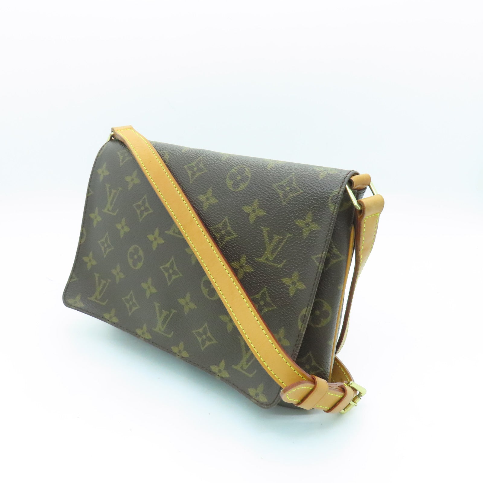LOUIS VUITTON Monogram Musette Tango Gold Buckle Shoulder Bag Brown