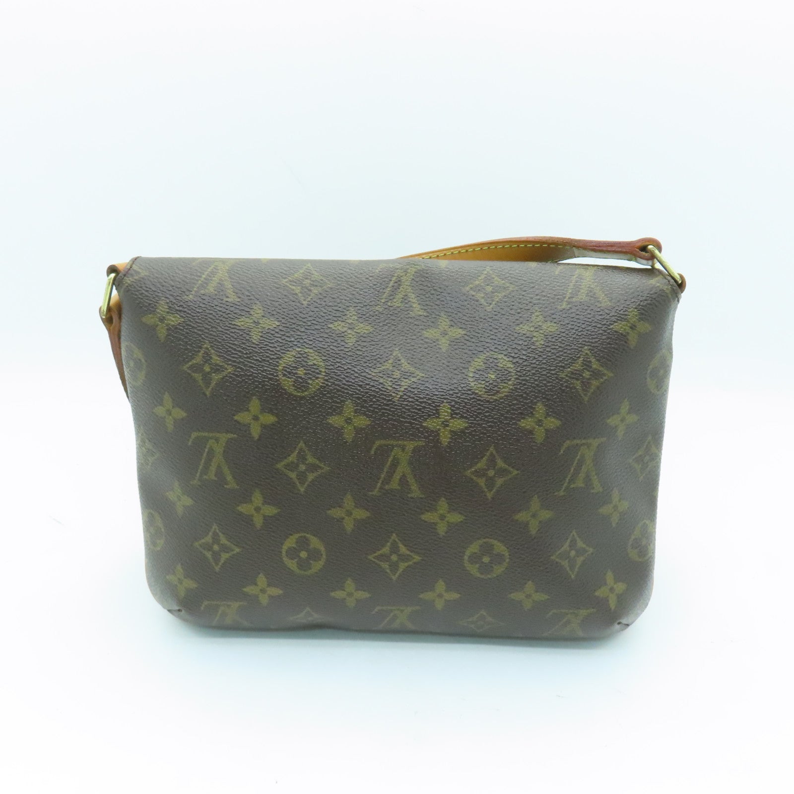 LOUIS VUITTON Monogram Musette Tango Gold Buckle Shoulder Bag Brown