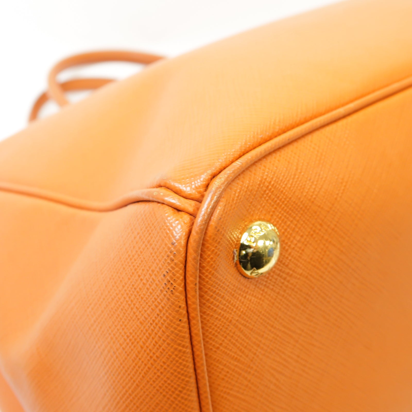 PRADA 牛皮皮革Tote Bag金扣手挽袋橙色