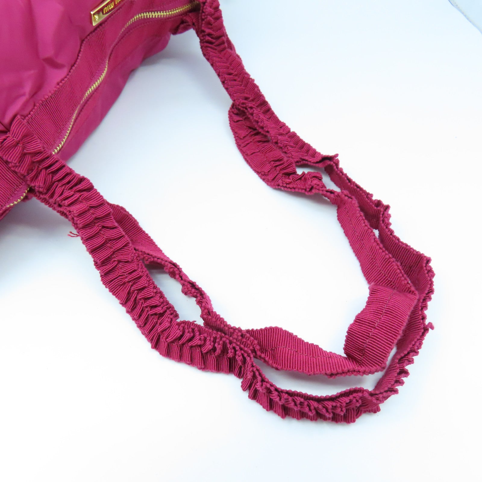 Miu Miu Nylon Shoulder Bag Gold Buckle Red