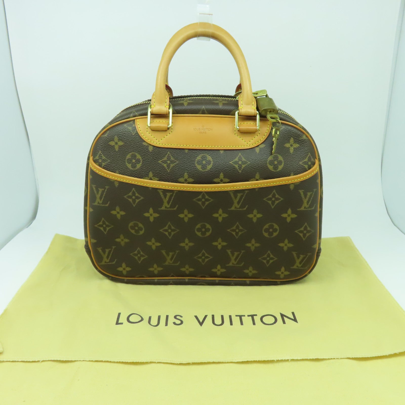 LOUIS VUITTON Monogram Trouville PM金扣手挽袋啡色