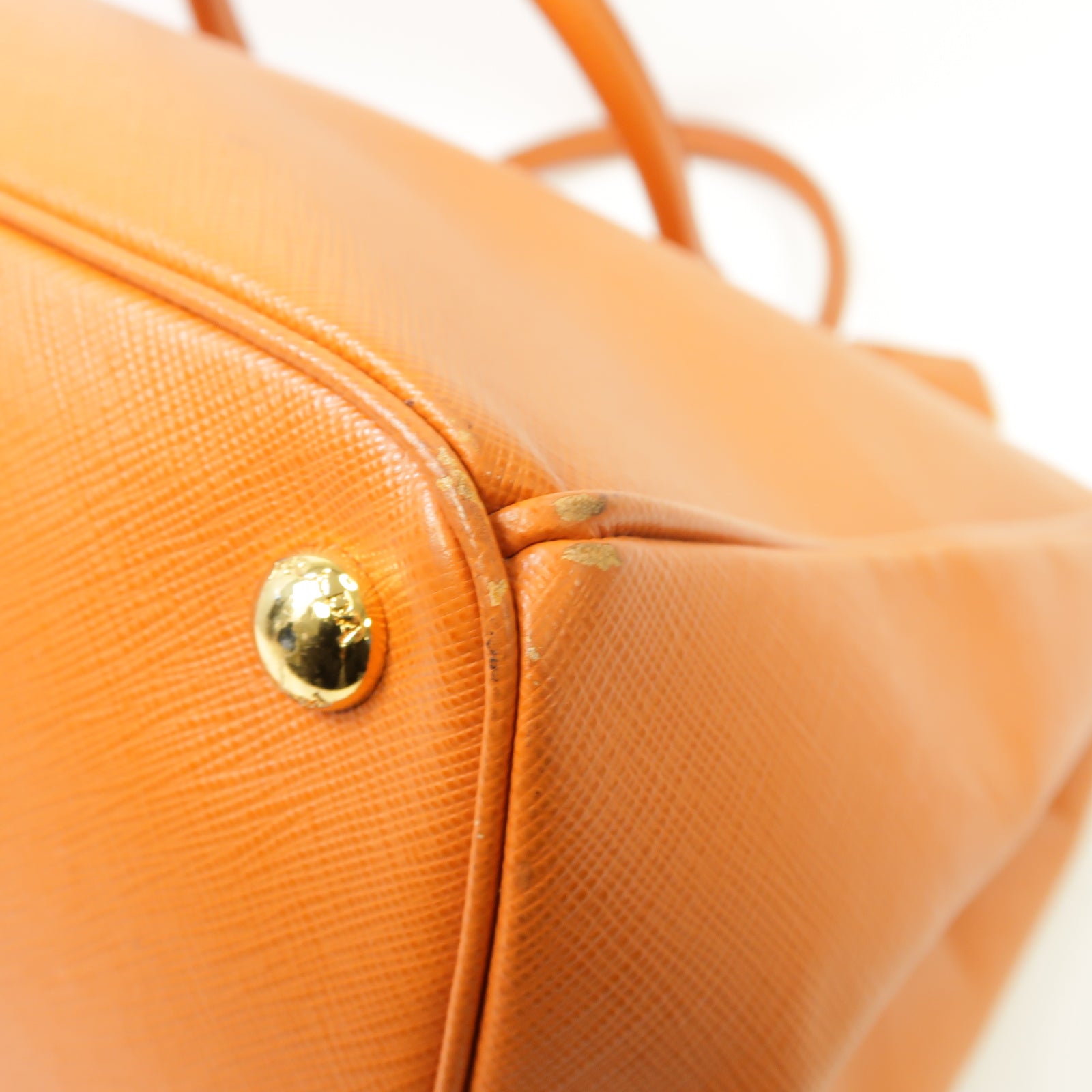 PRADA 牛皮皮革Tote Bag金扣手挽袋橙色