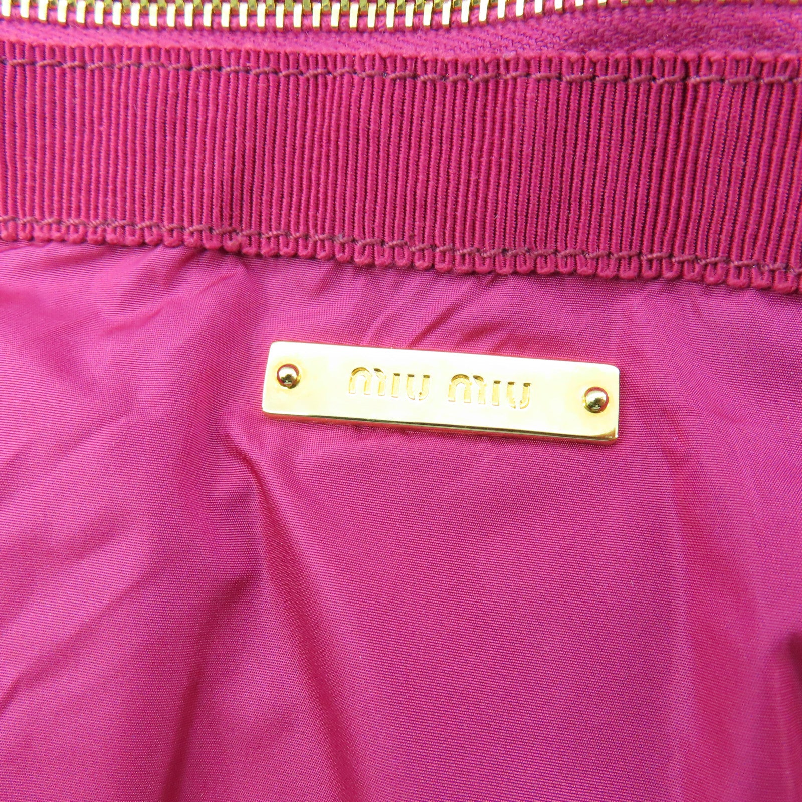 Miu Miu Nylon Shoulder Bag Gold Buckle Red