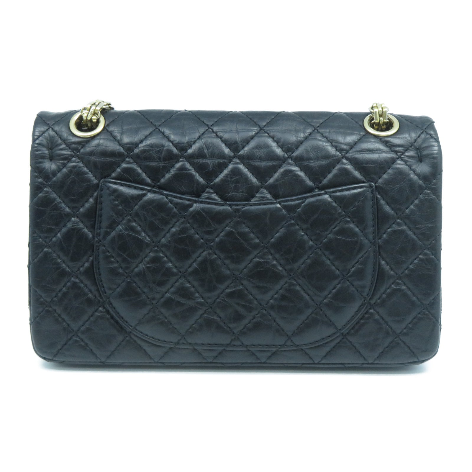 CHANEL 菱格牛皮皮革2.55 Chain Shoulder Bag金扣鏈帶肩背袋黑色