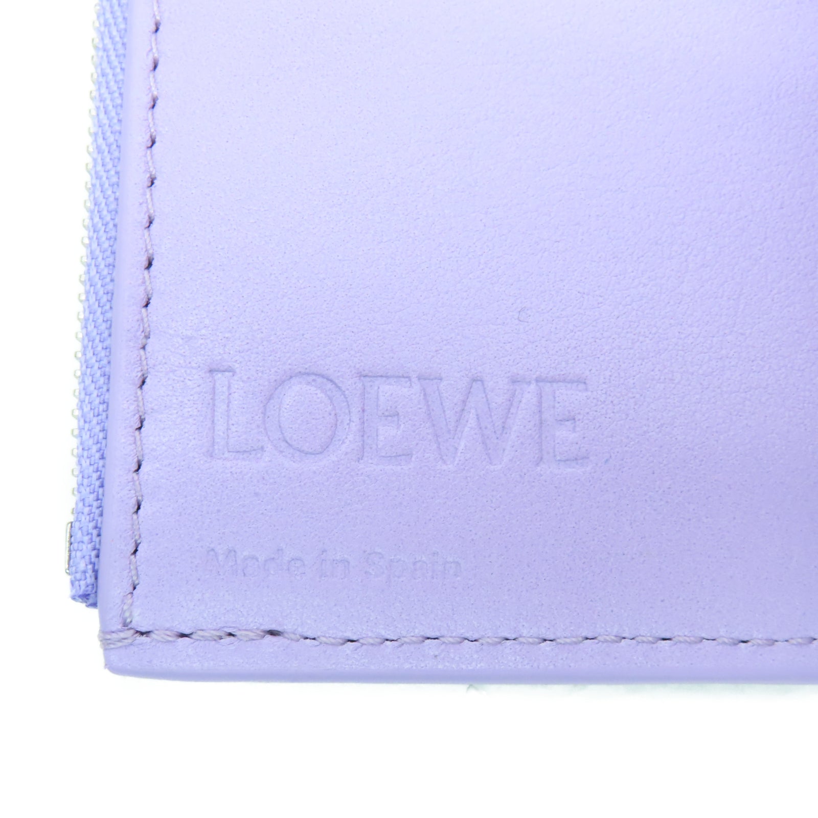 LOEWE 牛皮皮革Angram Vertrial银扣钱包紫色