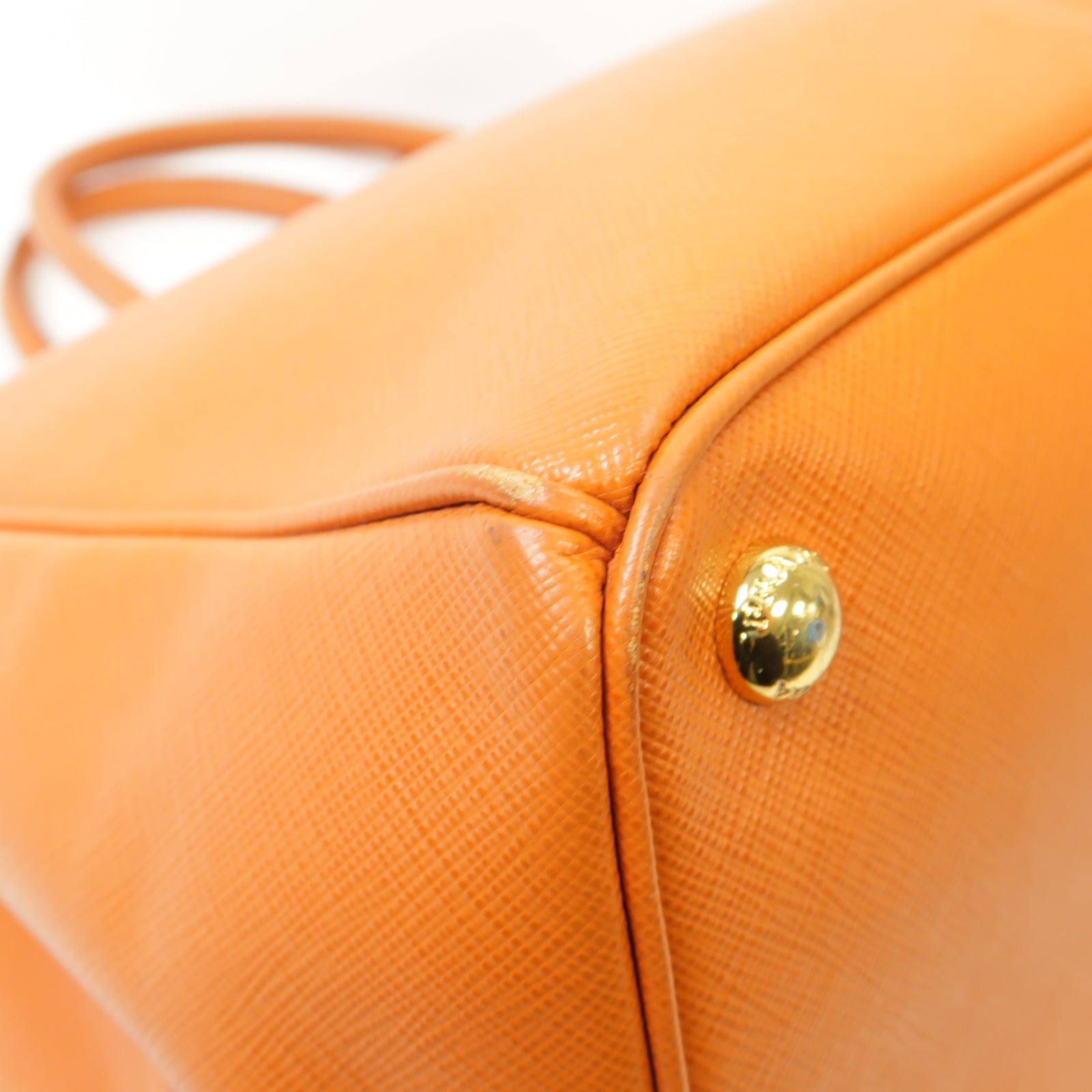 PRADA 牛皮皮革Tote Bag金扣手挽袋橙色