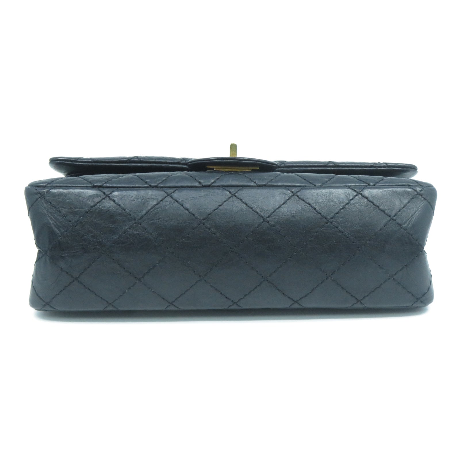 CHANEL 菱格牛皮皮革2.55 Chain Shoulder Bag金扣鏈帶肩背袋黑色