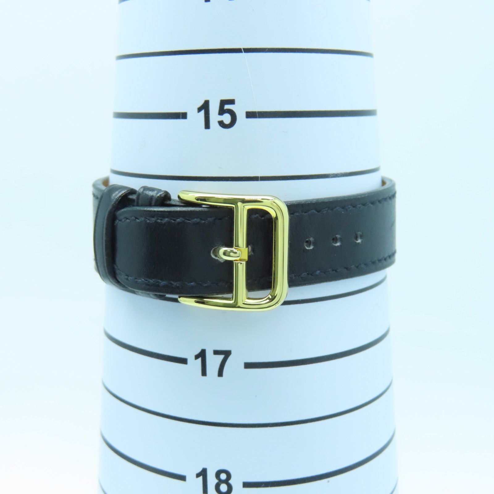 HERMES Medor Watch Vintage镀金/皮革带手表石英机芯黑色