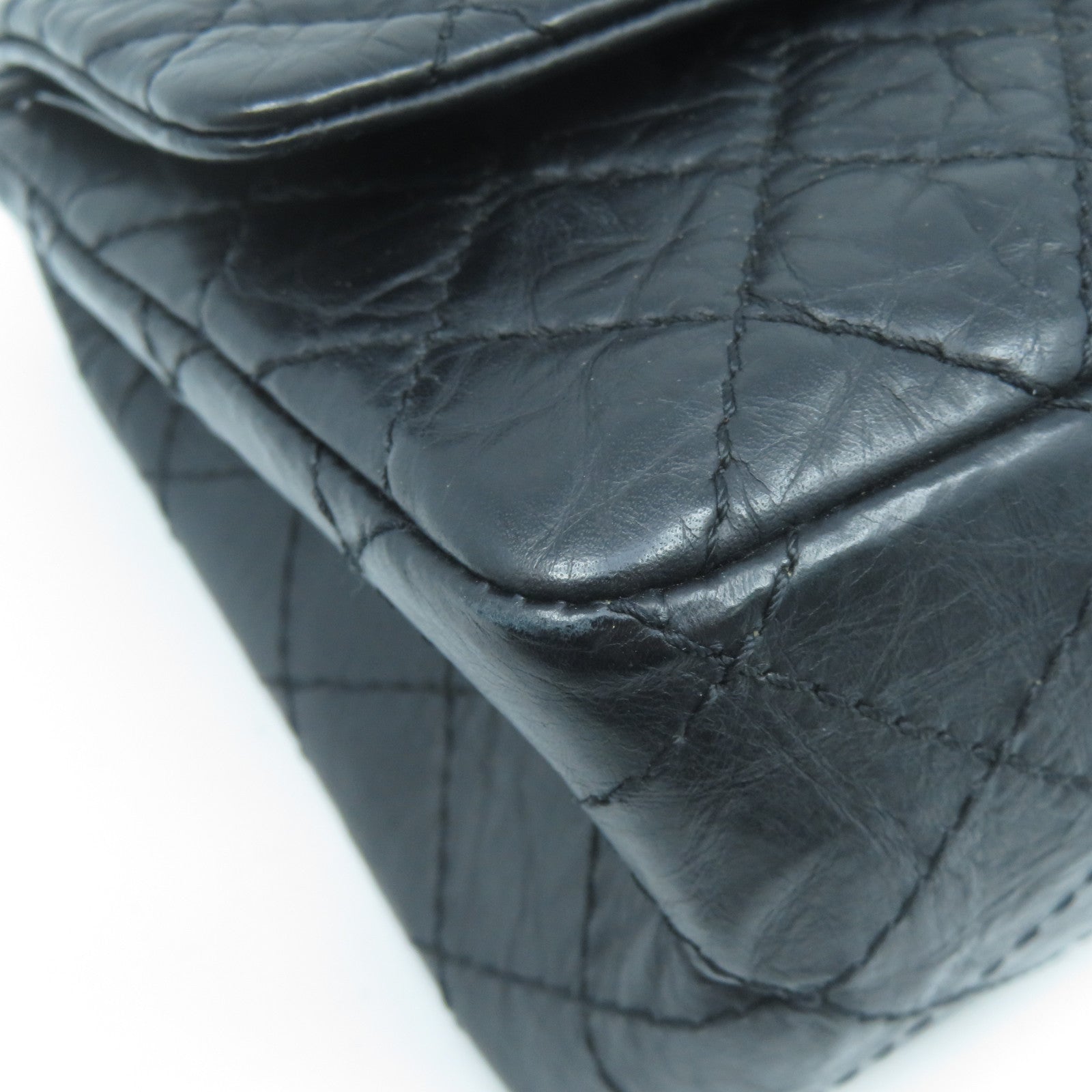 CHANEL 菱格牛皮皮革2.55 Chain Shoulder Bag金扣鏈帶肩背袋黑色