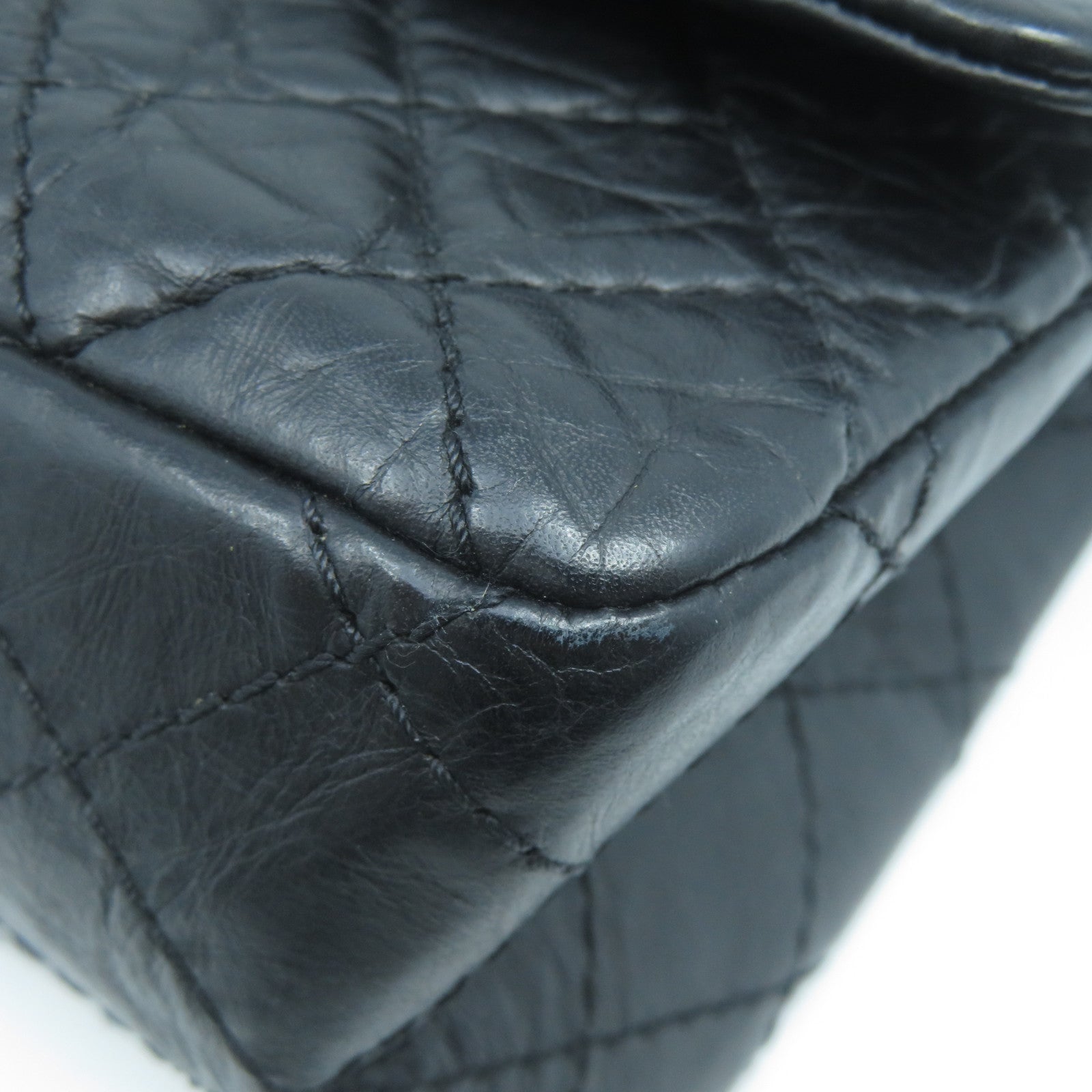CHANEL 菱格牛皮皮革2.55 Chain Shoulder Bag金扣鏈帶肩背袋黑色