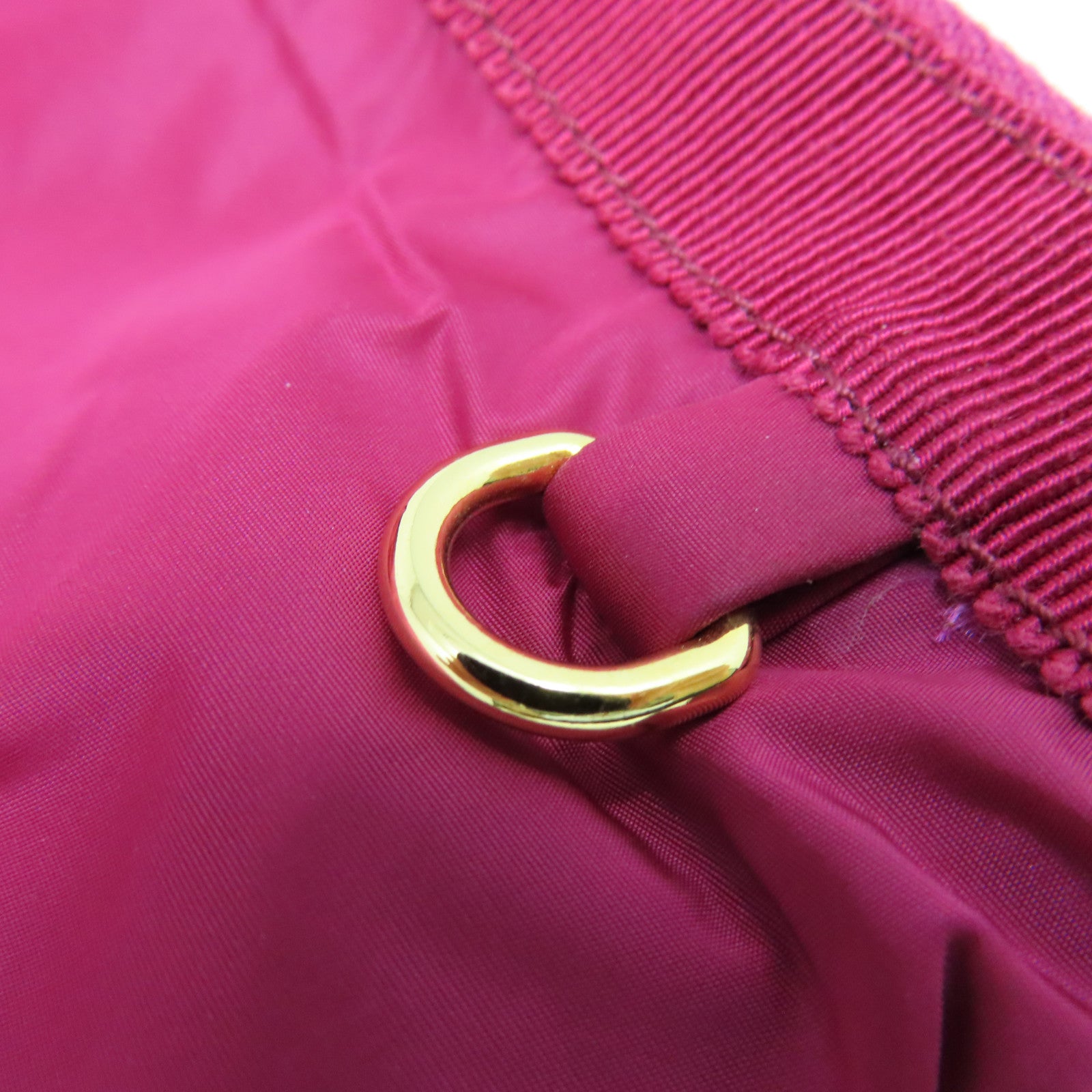 Miu Miu Nylon Shoulder Bag Gold Buckle Red