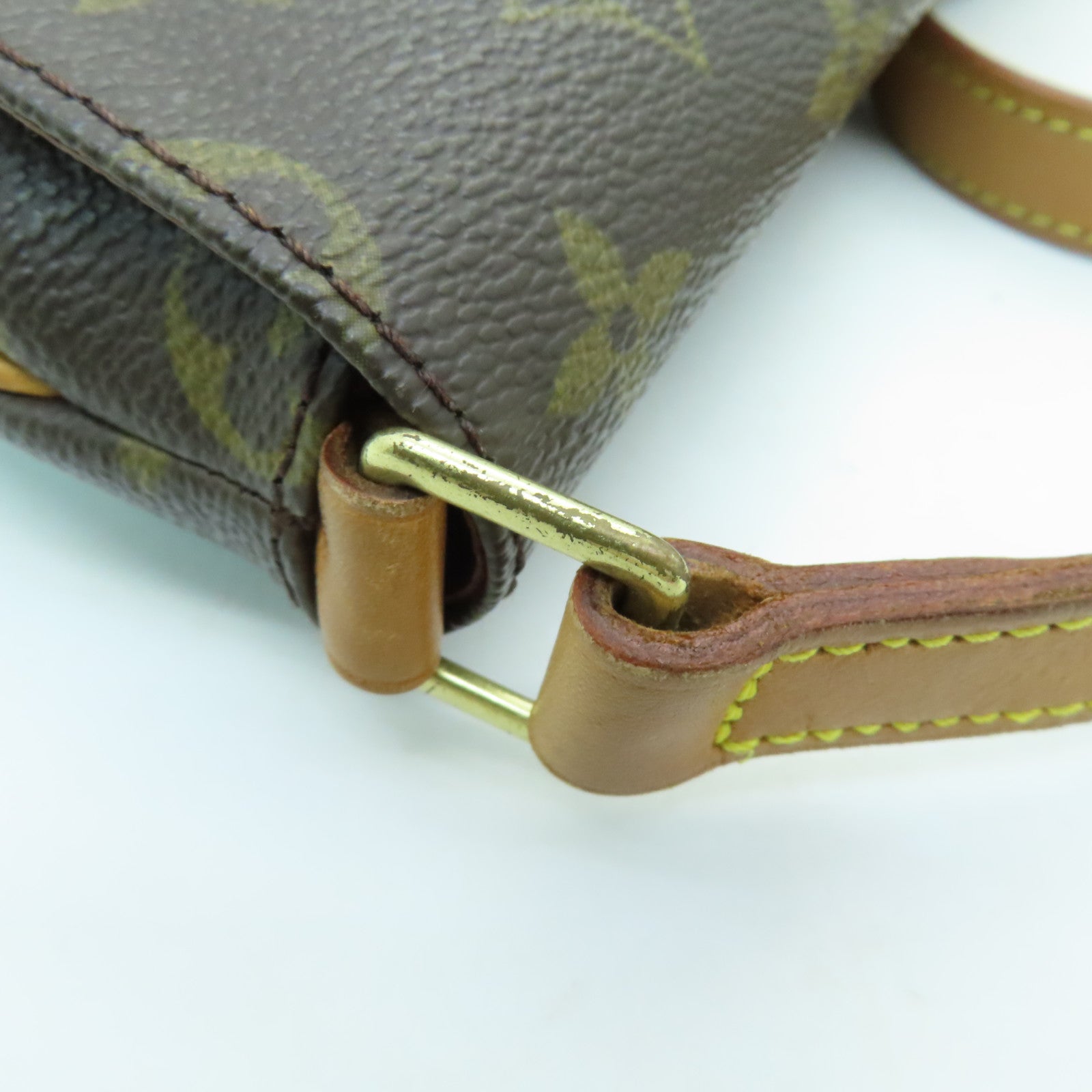 LOUIS VUITTON Monogram Musette Tango Gold Buckle Shoulder Bag Brown