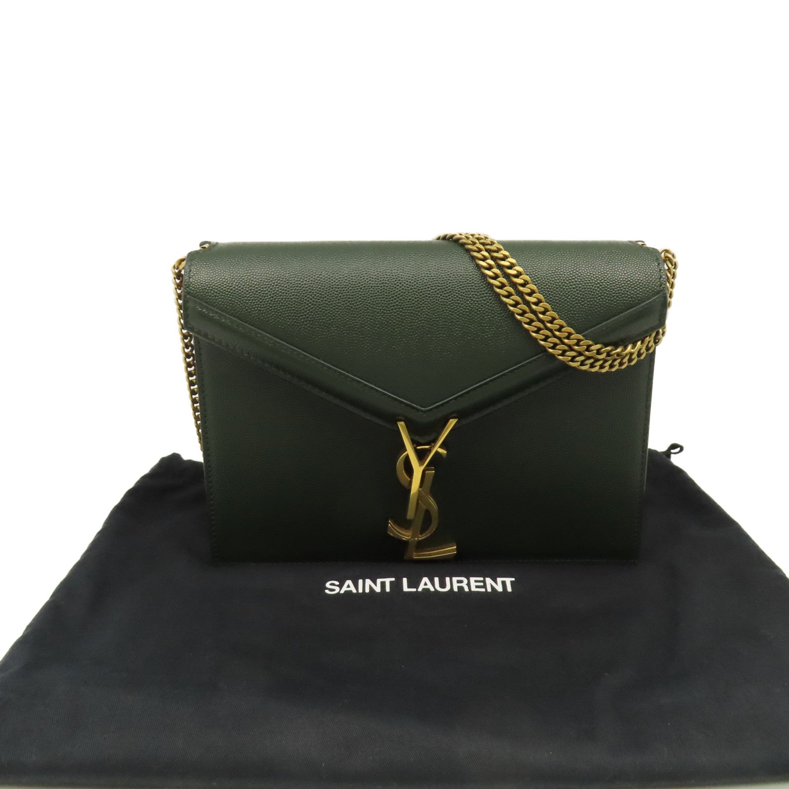 YVES SAINT LAURENT 牛皮皮革Shoulder Bag肩背袋軍綠色