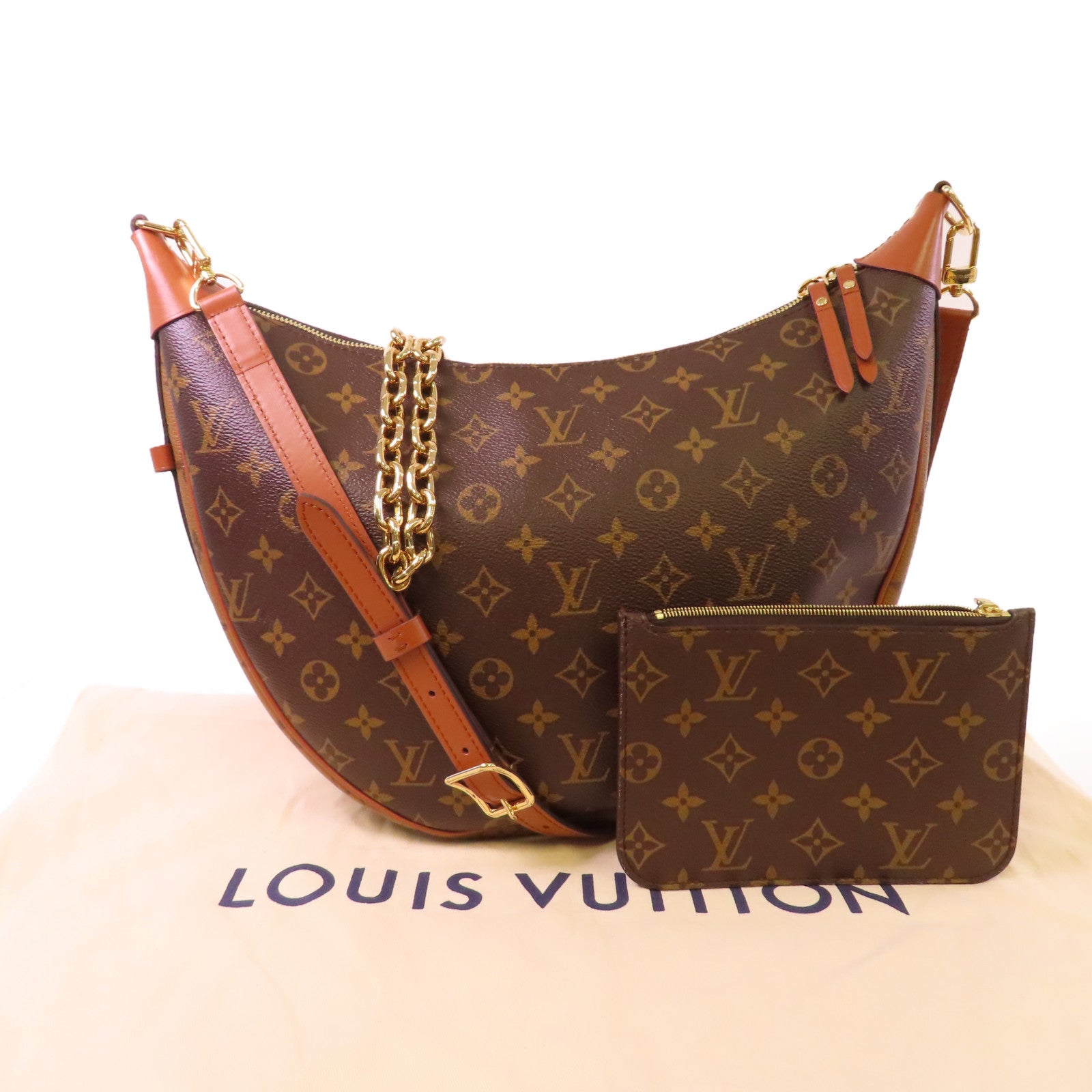 LOUIS VUITTON Monogram Loop Hobo Shoulder Bag金扣肩背袋啡色