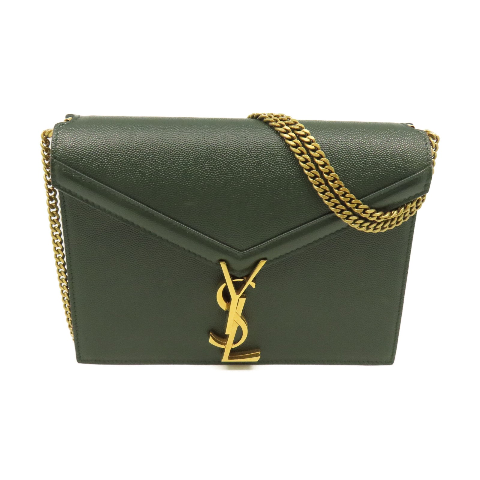 YVES SAINT LAURENT 牛皮皮革Shoulder Bag肩背袋軍綠色