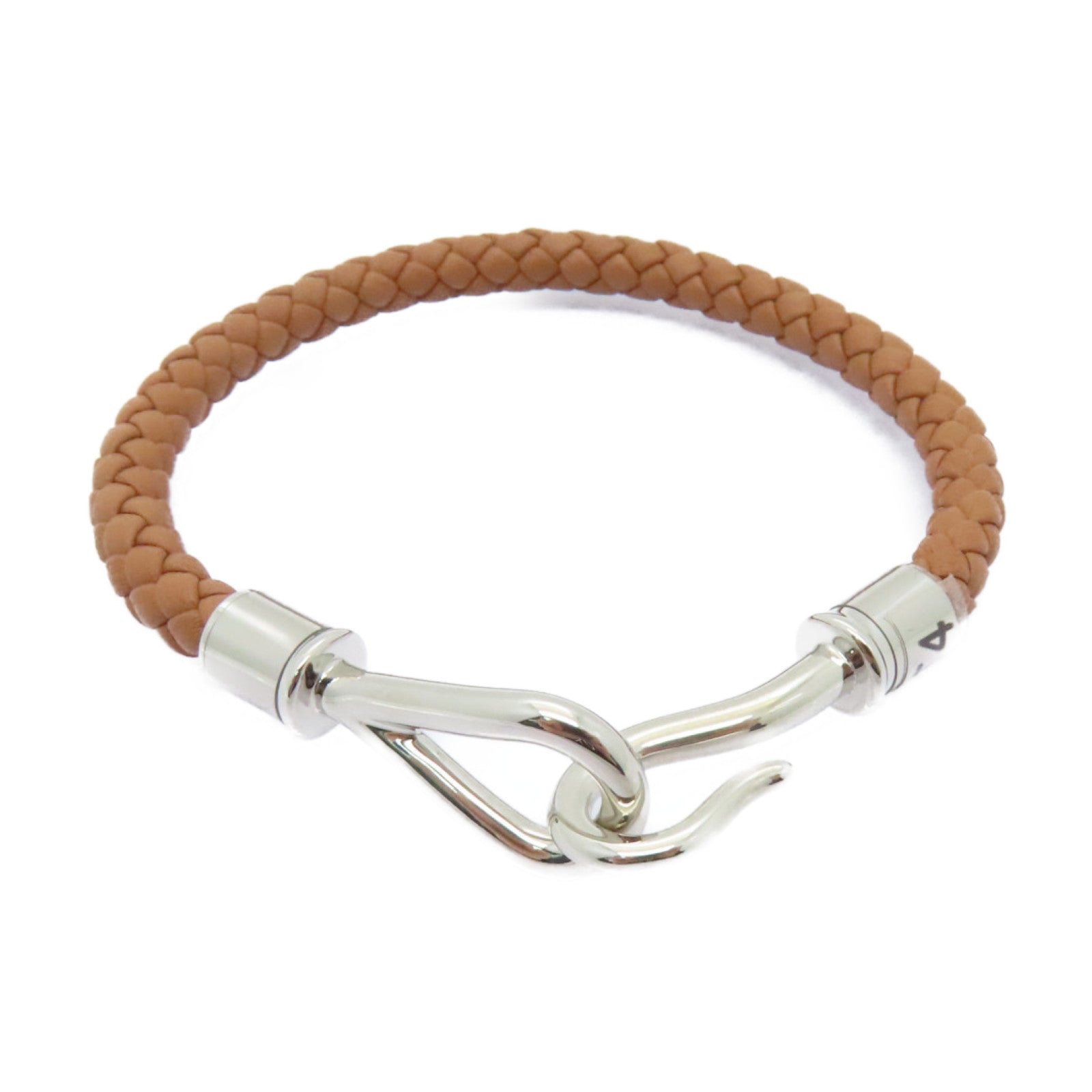 HERMES Swift皮革Jumbo H Bracelet銀扣手鐲啡色
