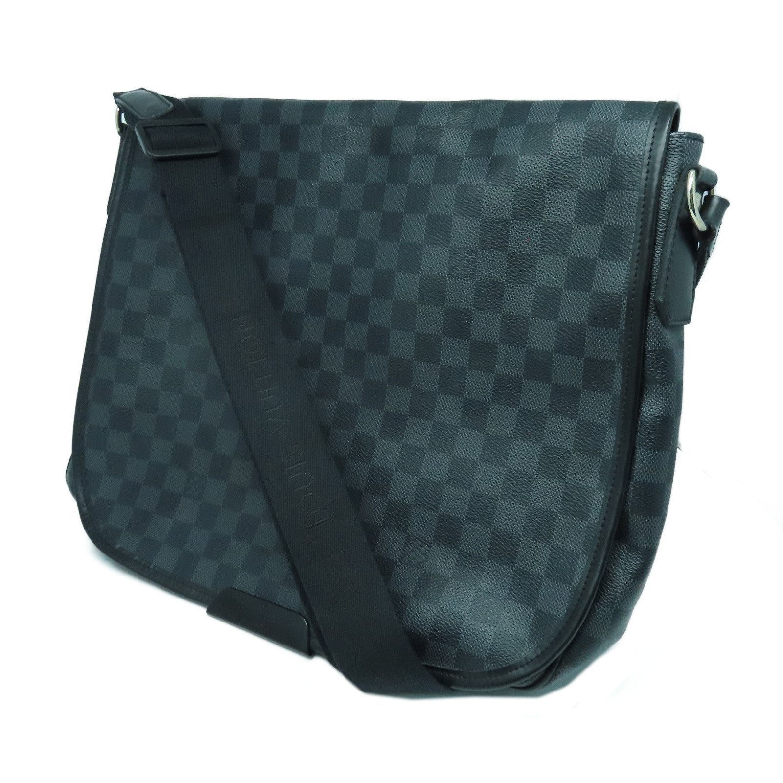 LOUIS VUITTON Graphite Daniel MM银扣肩背袋黑色