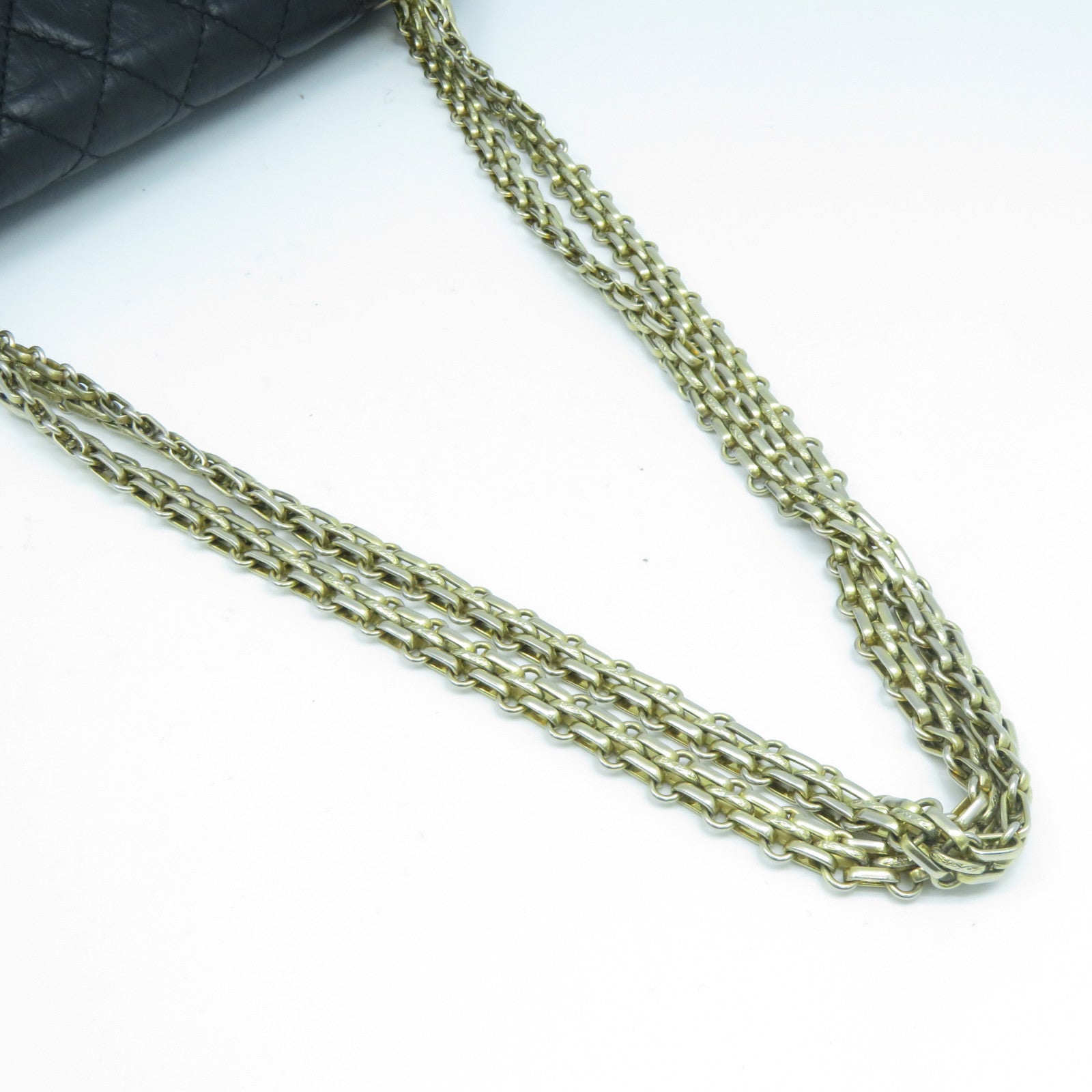 CHANEL 菱格牛皮皮革2.55 Chain Shoulder Bag金扣鏈帶肩背袋黑色
