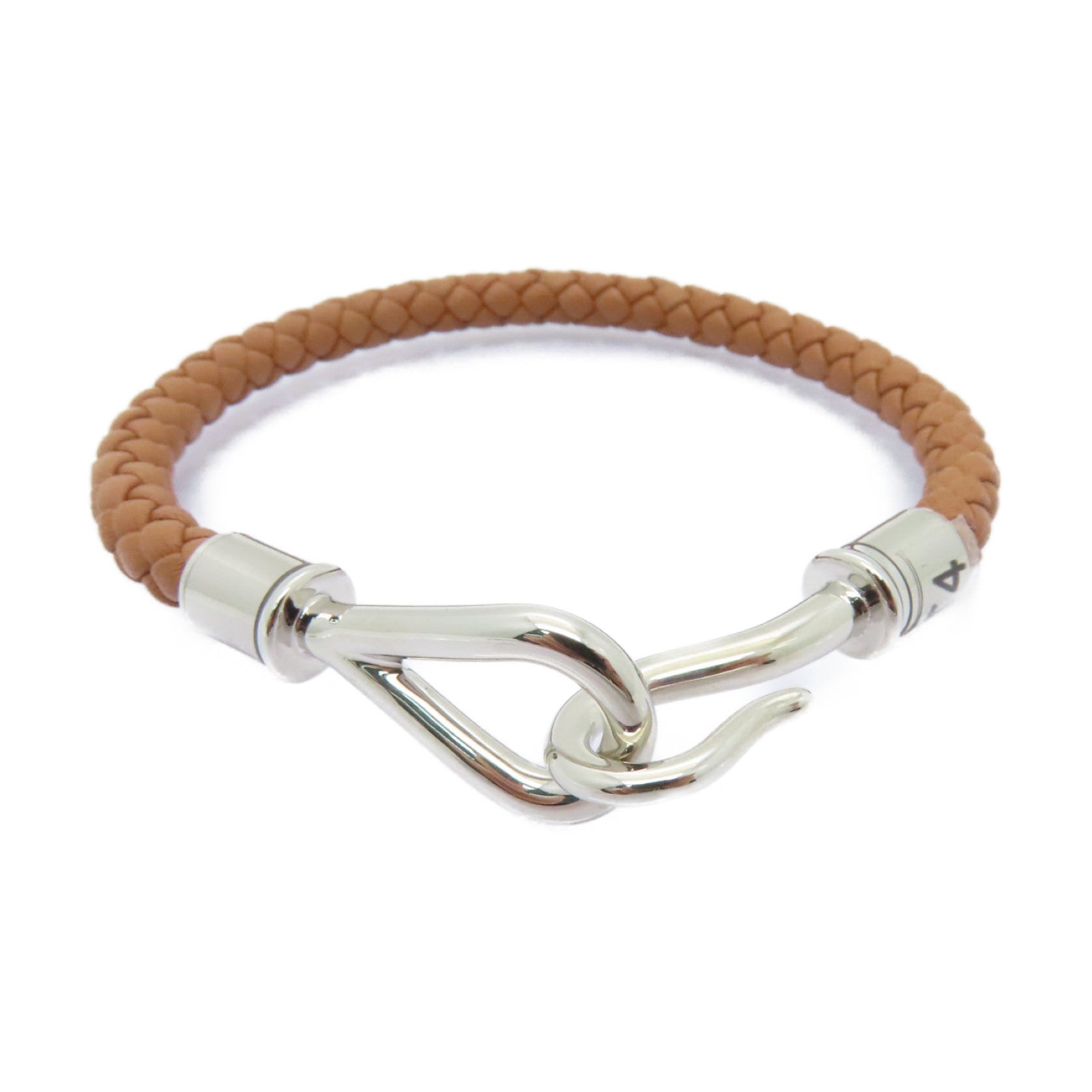 HERMES Swift皮革Jumbo H Bracelet銀扣手鐲啡色
